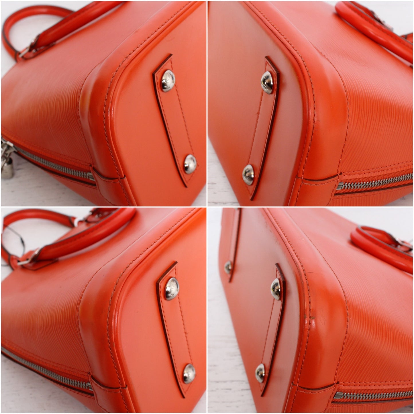 Louis Vuitton Alma PM Orange Epi Satchel Leather Handbag Purse A5390