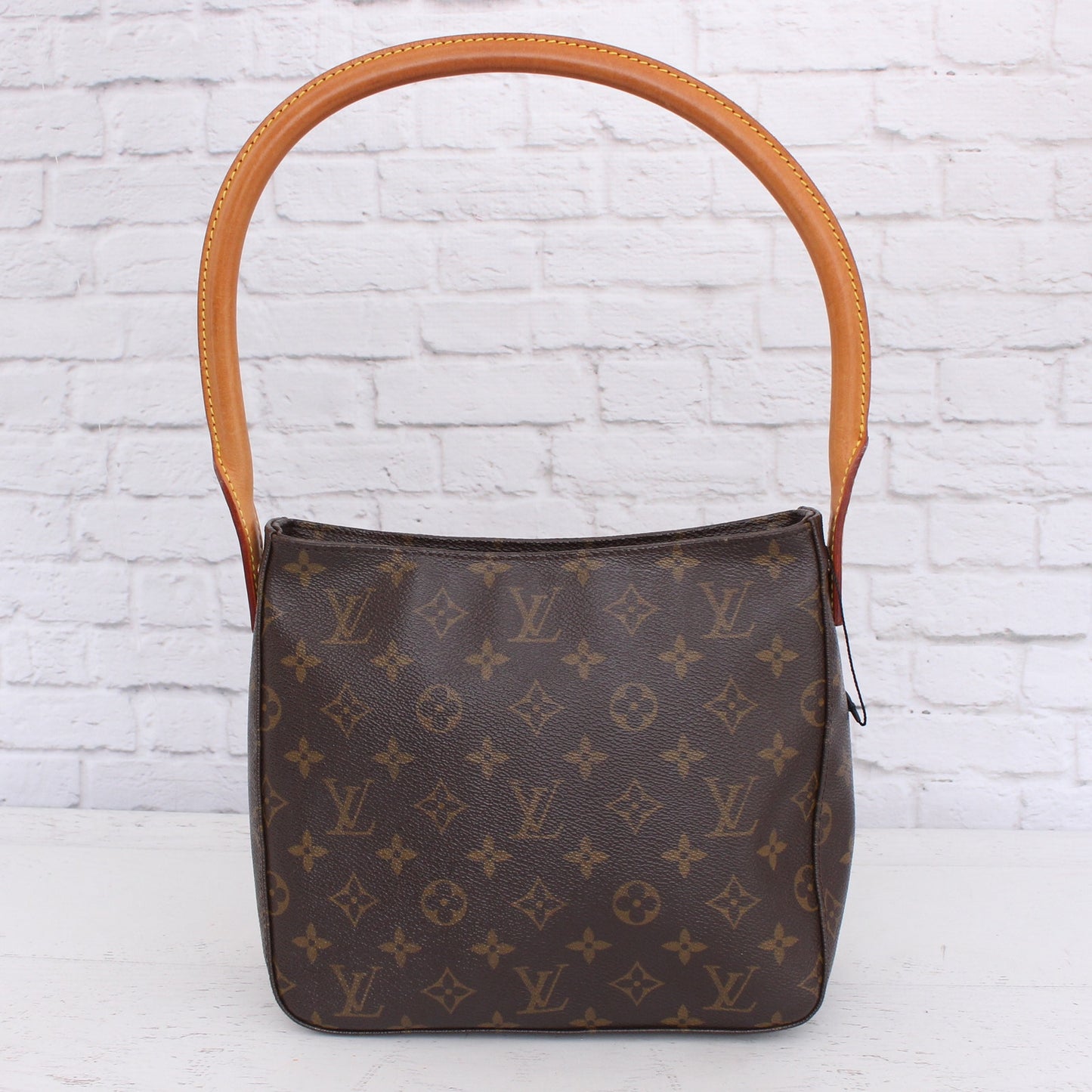 Louis Vuitton Looping MM Shoulder Bag Monogram Purse Tote Leather Handbag A3501