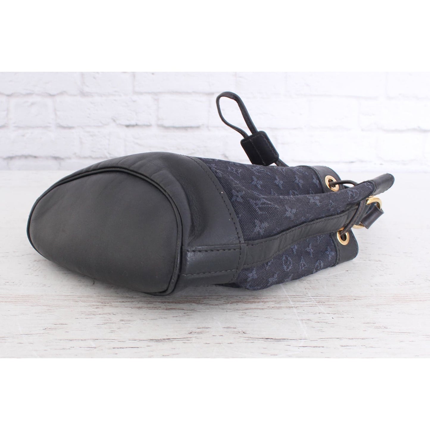 Louis Vuitton Mini Lin Noelie Blue Monogram Shoulder Bucket Tote Purse