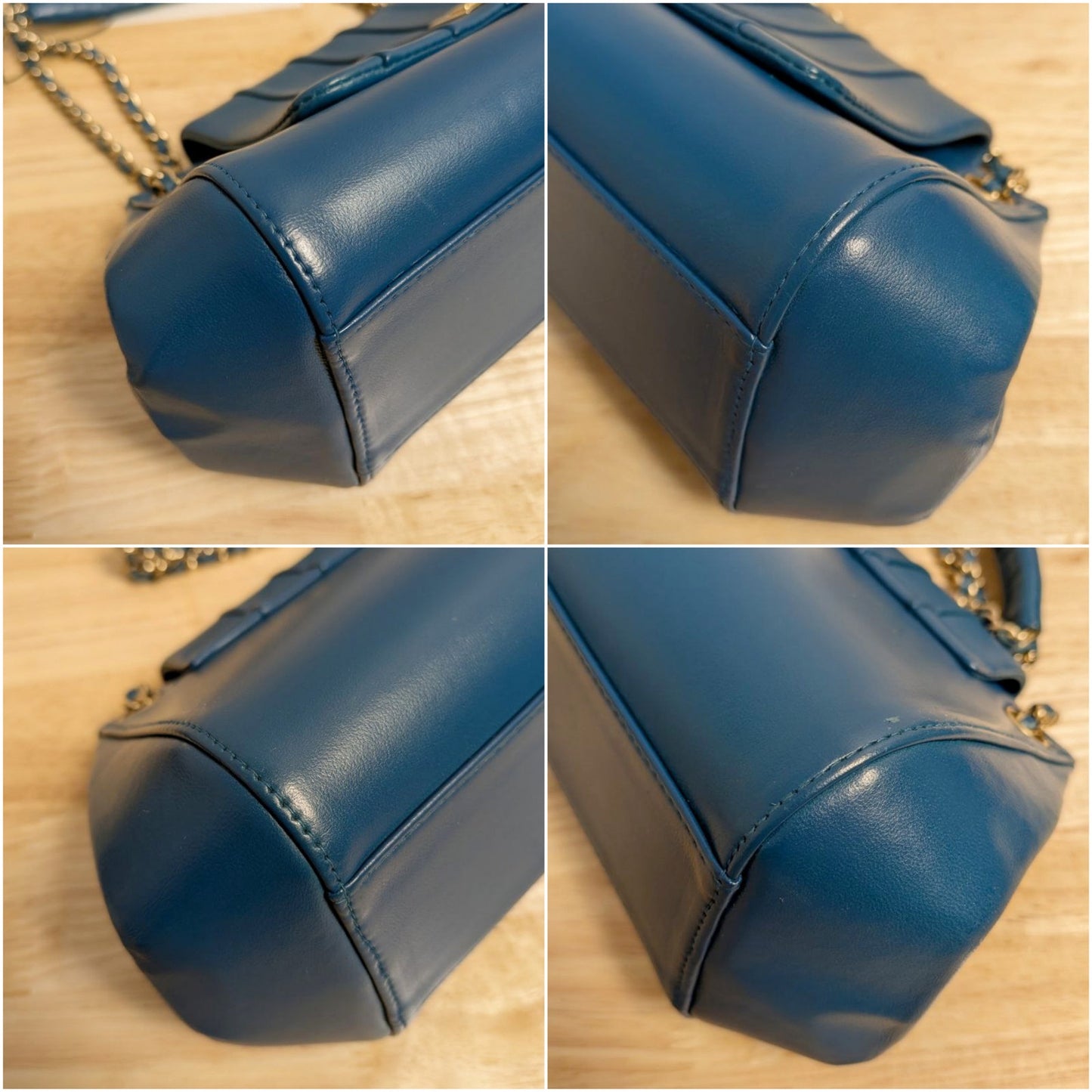 Chanel Mademoiselle Blue Lambskin Leather Shoulder Purse Handbag A4887