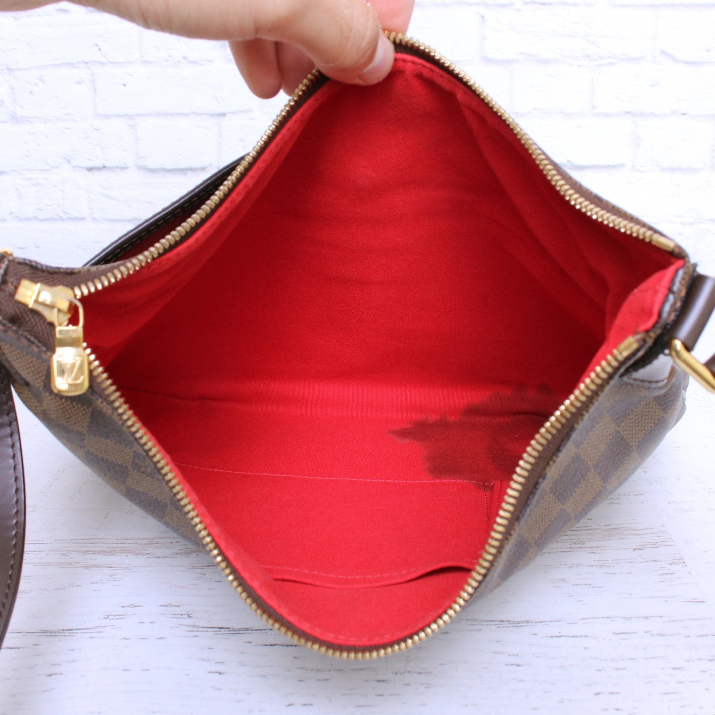 Louis Vuitton Bloomsbury PM Crossbody Damier Ebene Purse Handbag Messenger A5097