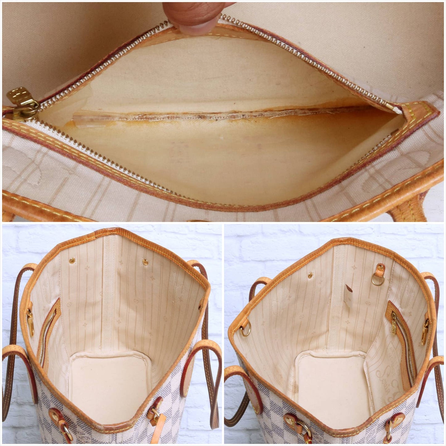 Louis Vuitton Neverfull PM Damier Azur Small Tote Shoulder Bag White