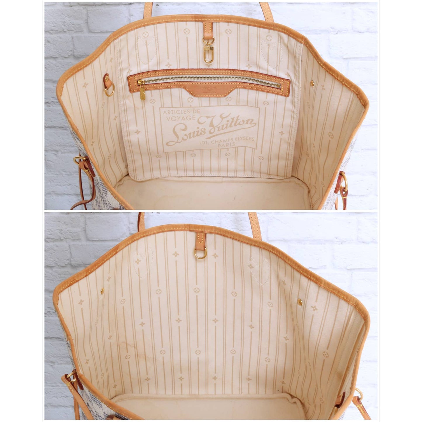 Louis Vuitton Neverfull MM with Pouch Damier Azur Tote LV Shoulder Bag