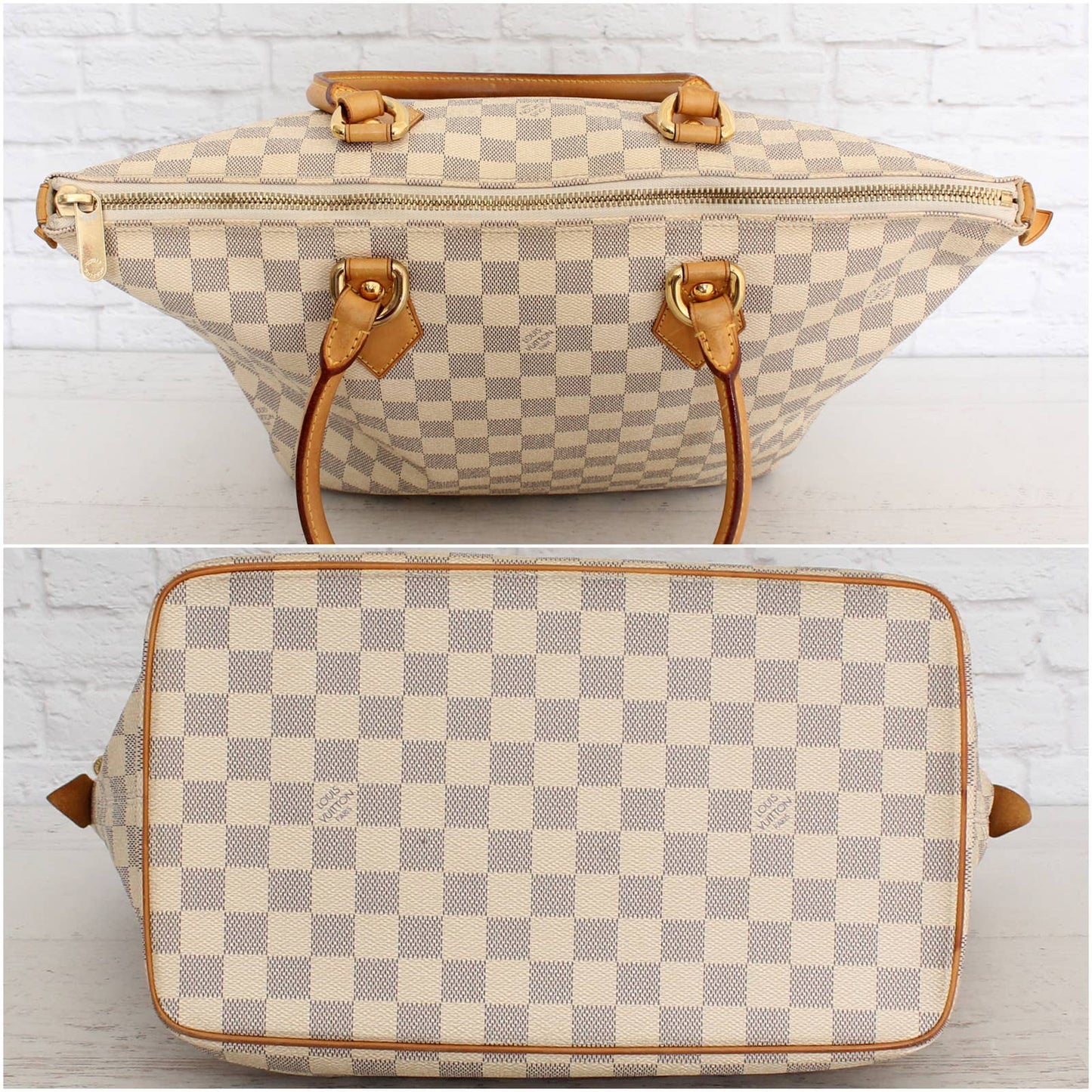 Louis Vuitton Saleya MM Damier Azur Tote White Shoulder Bag Hobo Purse