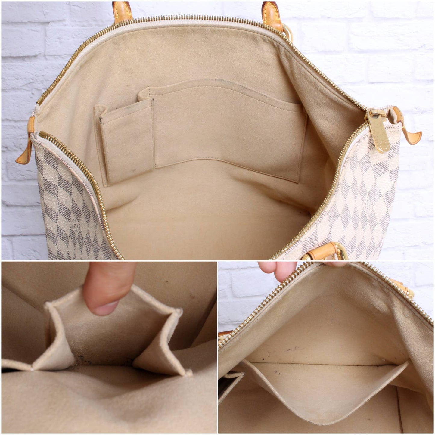 Louis Vuitton Saleya MM Damier Azur Tote White Shoulder Bag Hobo Purse