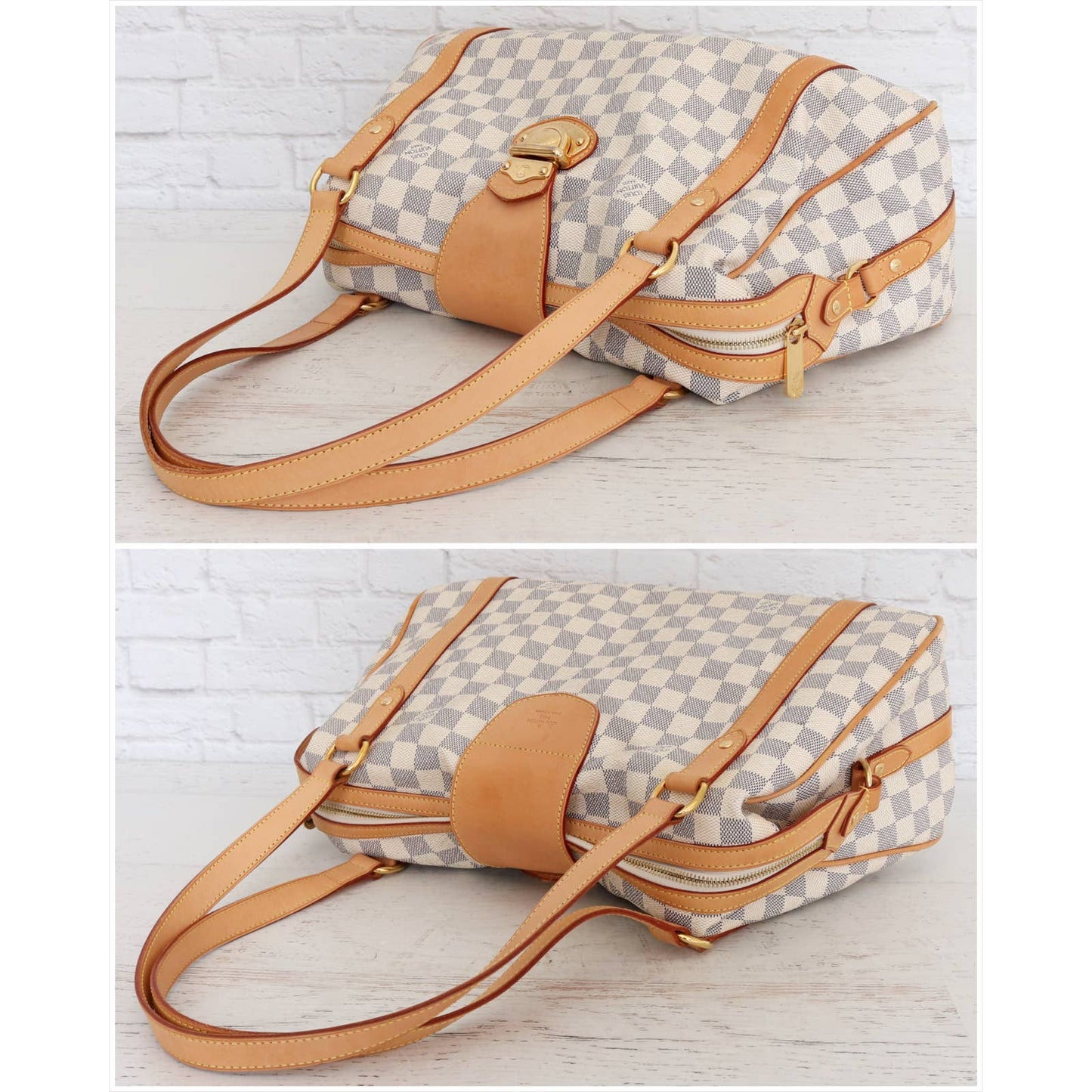 Louis Vuitton Stresa PM Damier Azur EXCELLENT Shoulder Bag White Purse