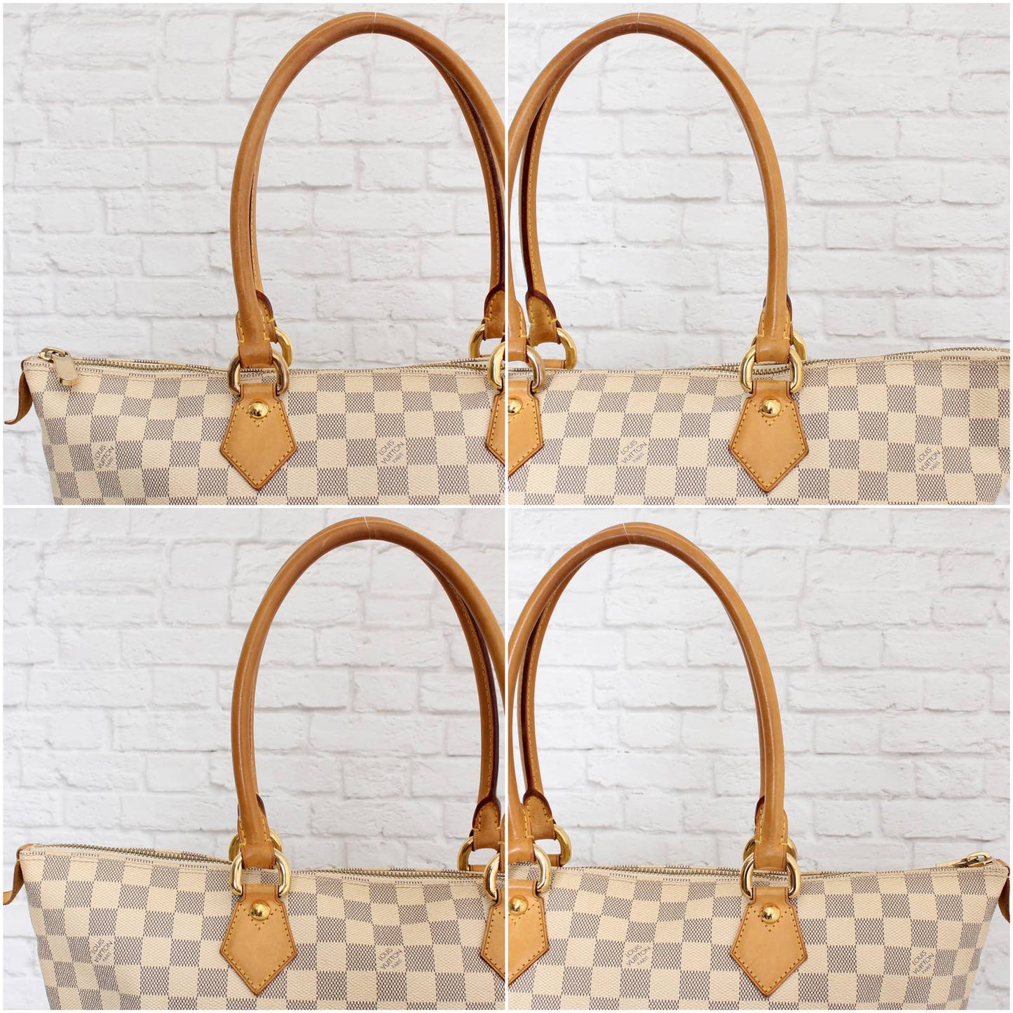 Louis Vuitton Saleya MM Damier Azur Tote White Shoulder Bag Hobo Purse