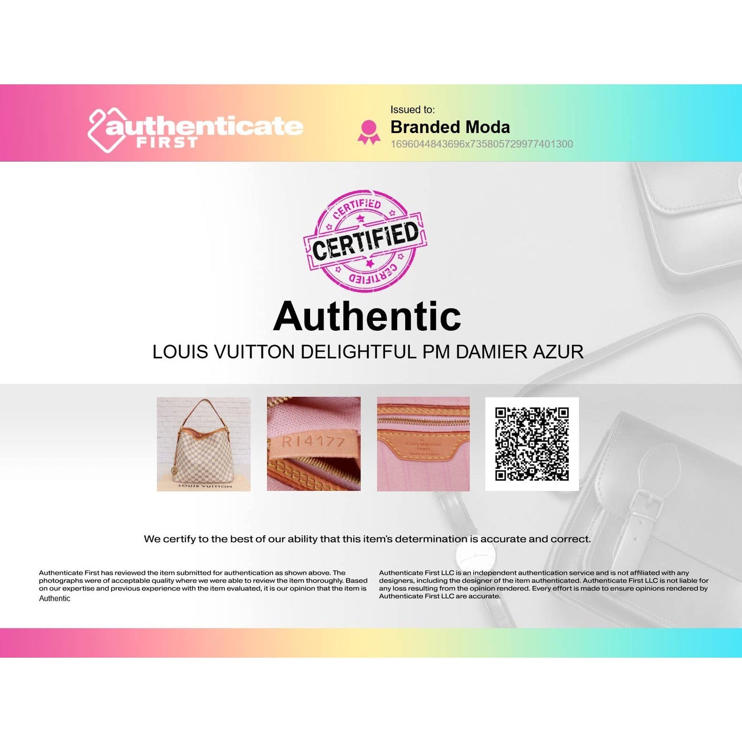 Louis Vuitton Delightful PM Damier Azur Small White Tote Shoulder Bag