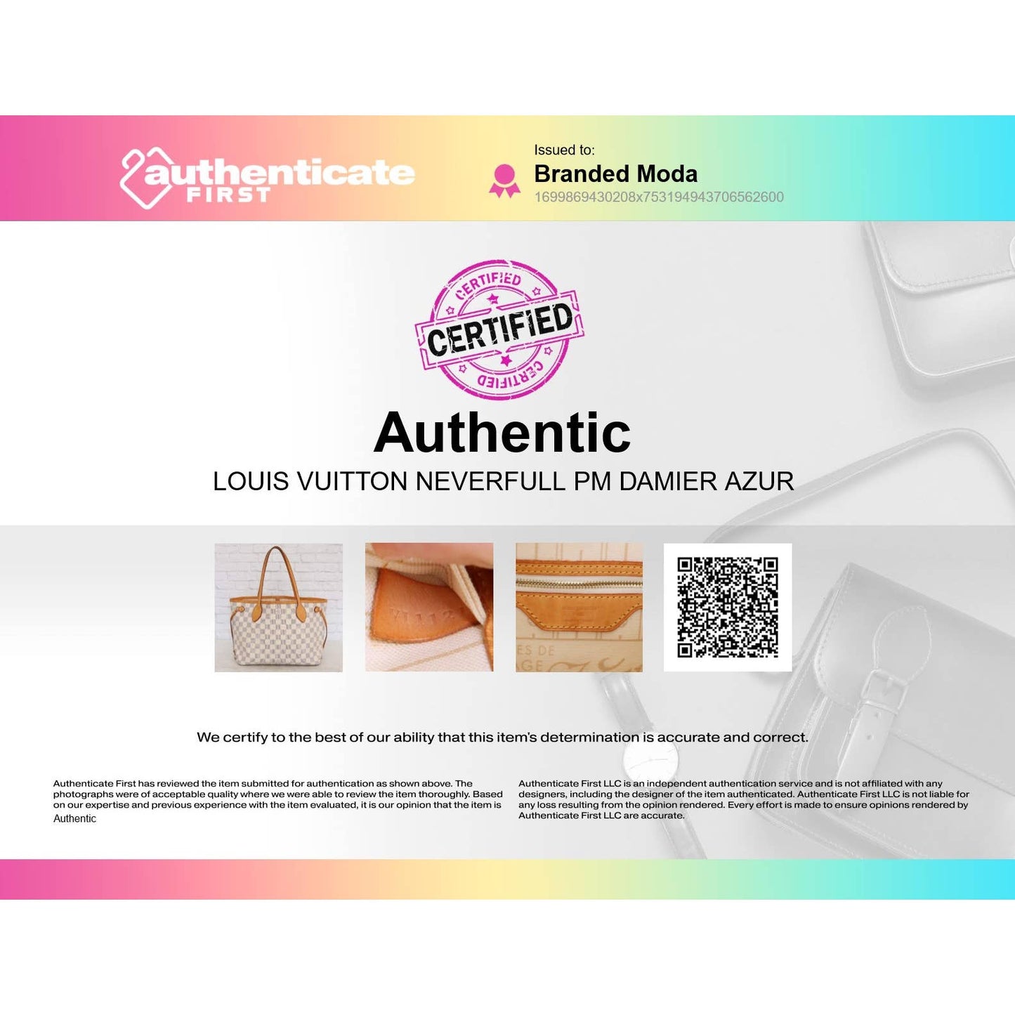 Louis Vuitton Neverfull PM Damier Azur Small Tote