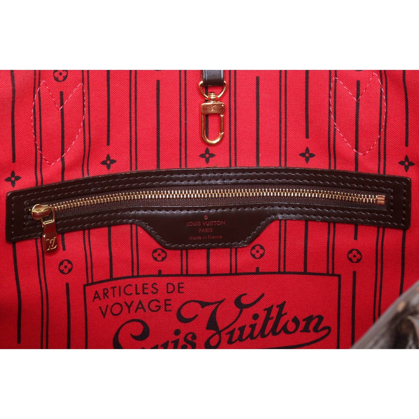 Louis Vuitton Neverfull MM Damier Ebene Tote with Cherry Interior