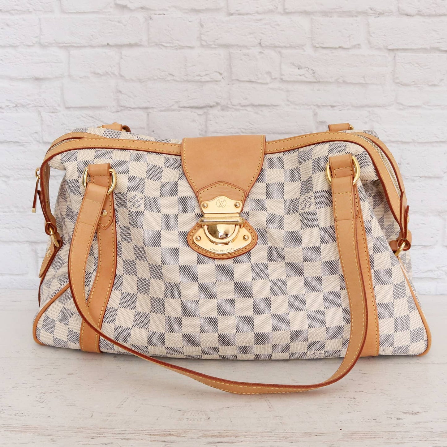 Louis Vuitton Stresa PM Damier Azur EXCELLENT Shoulder Bag White Purse