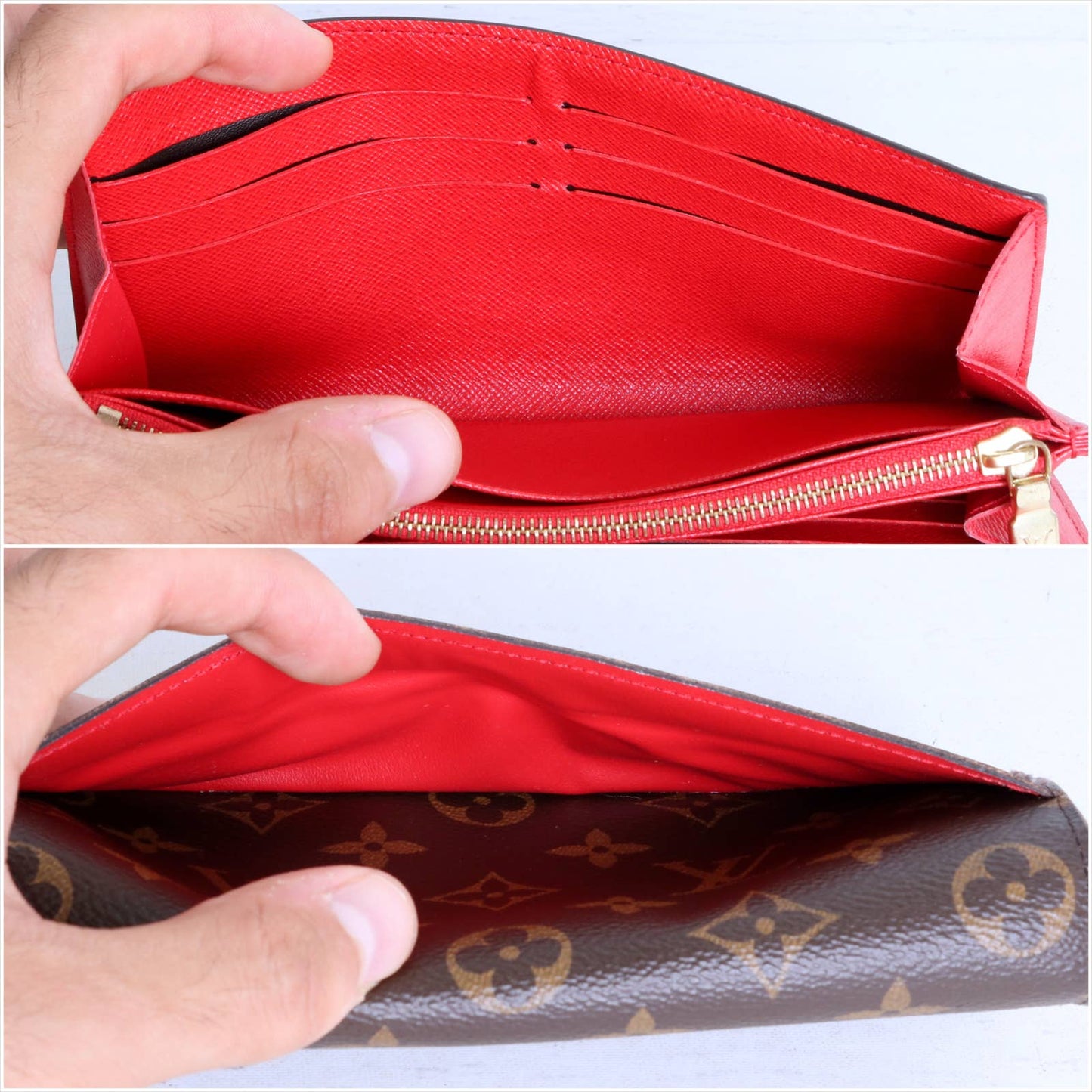 Louis Vuitton Sarah Wallet Monogram Red Trim with Box, Dust Bag, Gift Bundle