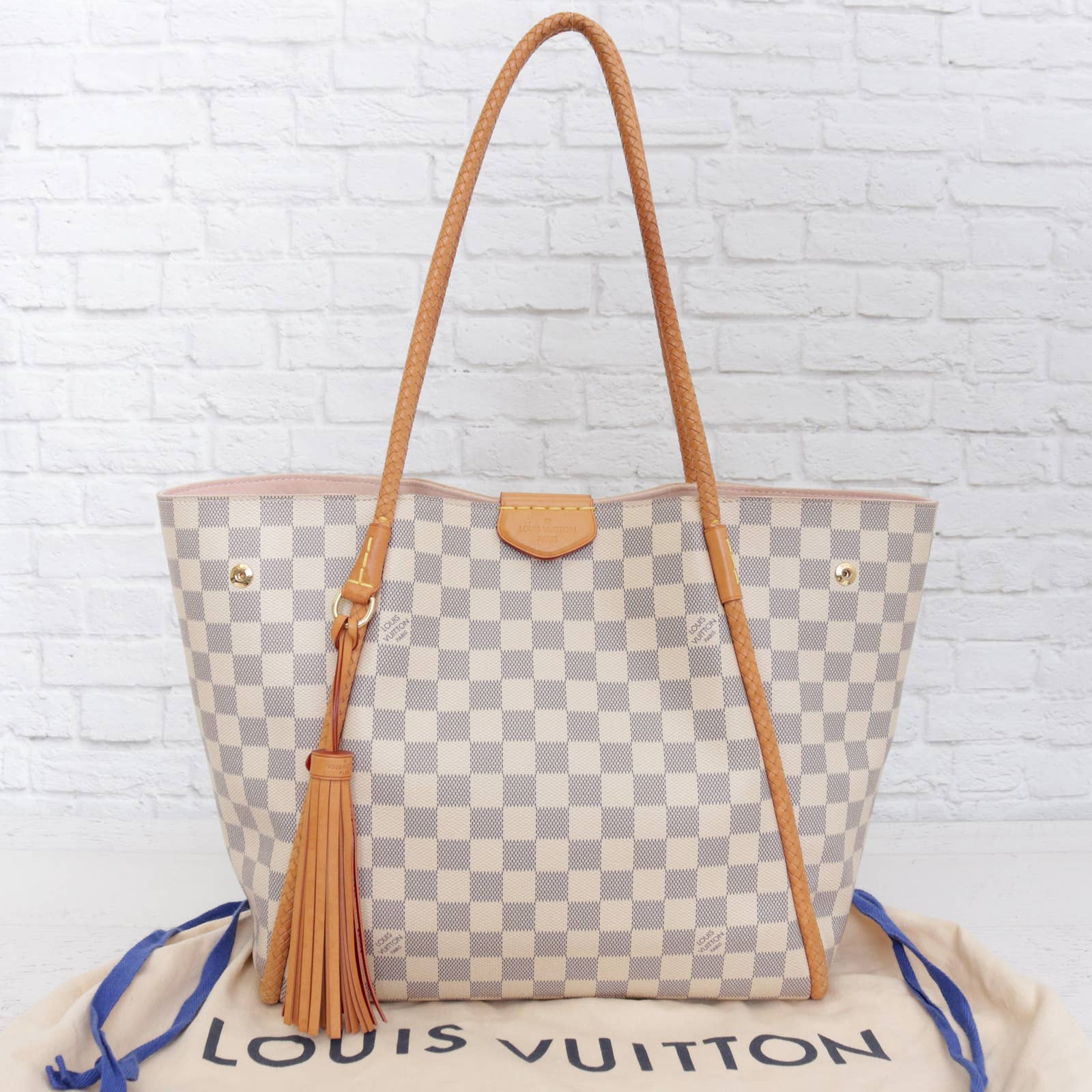 Louis Vuitton Propriano Damier Azur Tote Shoulder Bag White Large