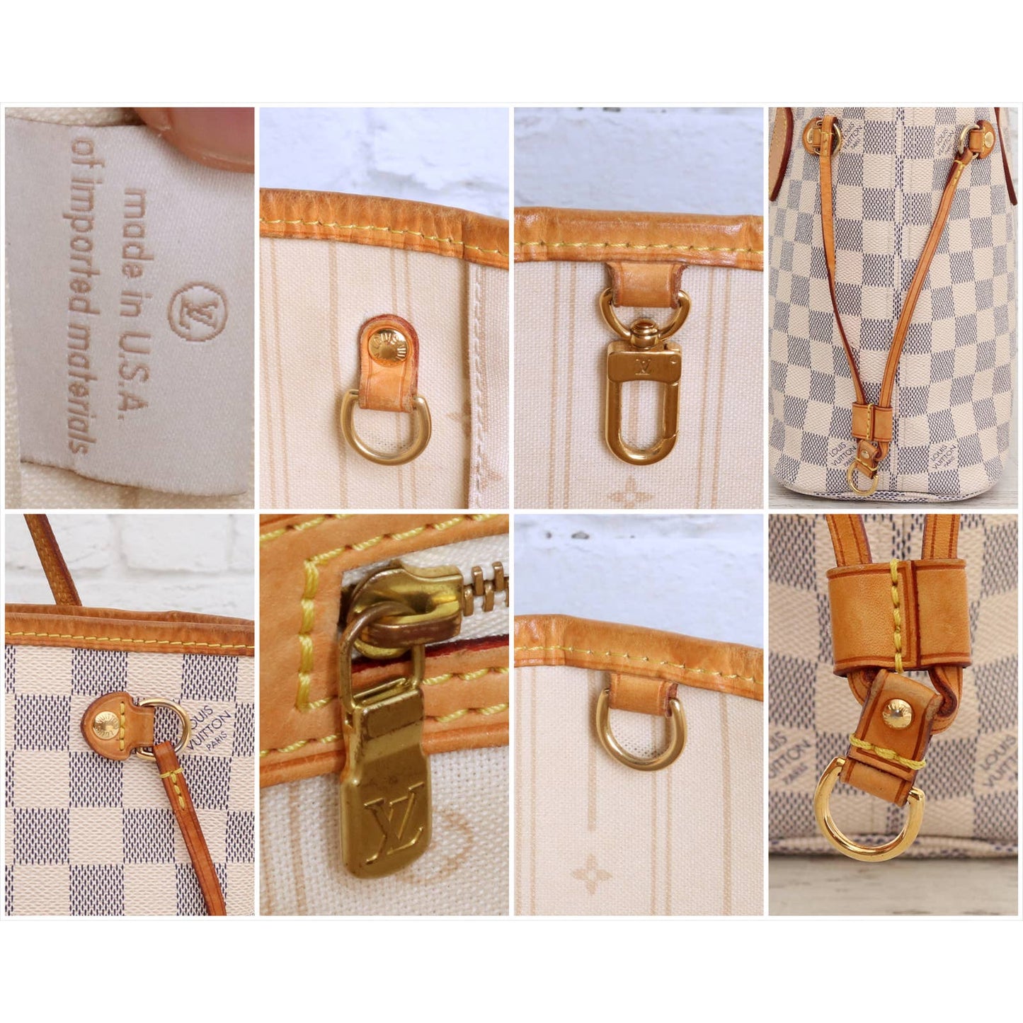 Louis Vuitton Neverfull PM Damier Azur Small Tote Shoulder Bag White