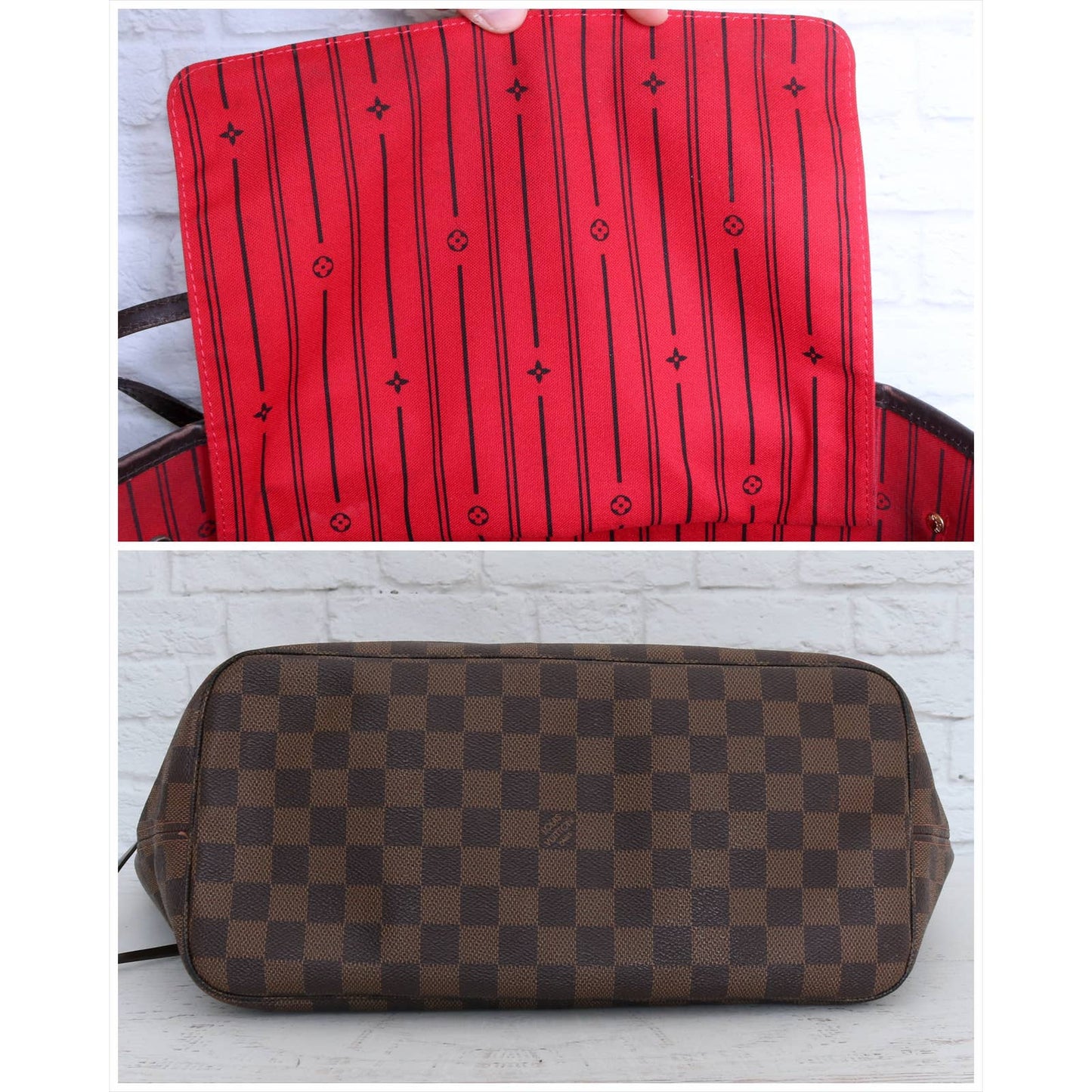 Louis Vuitton Neverfull MM Damier Ebene Leather Tote Shoulder LV Brown