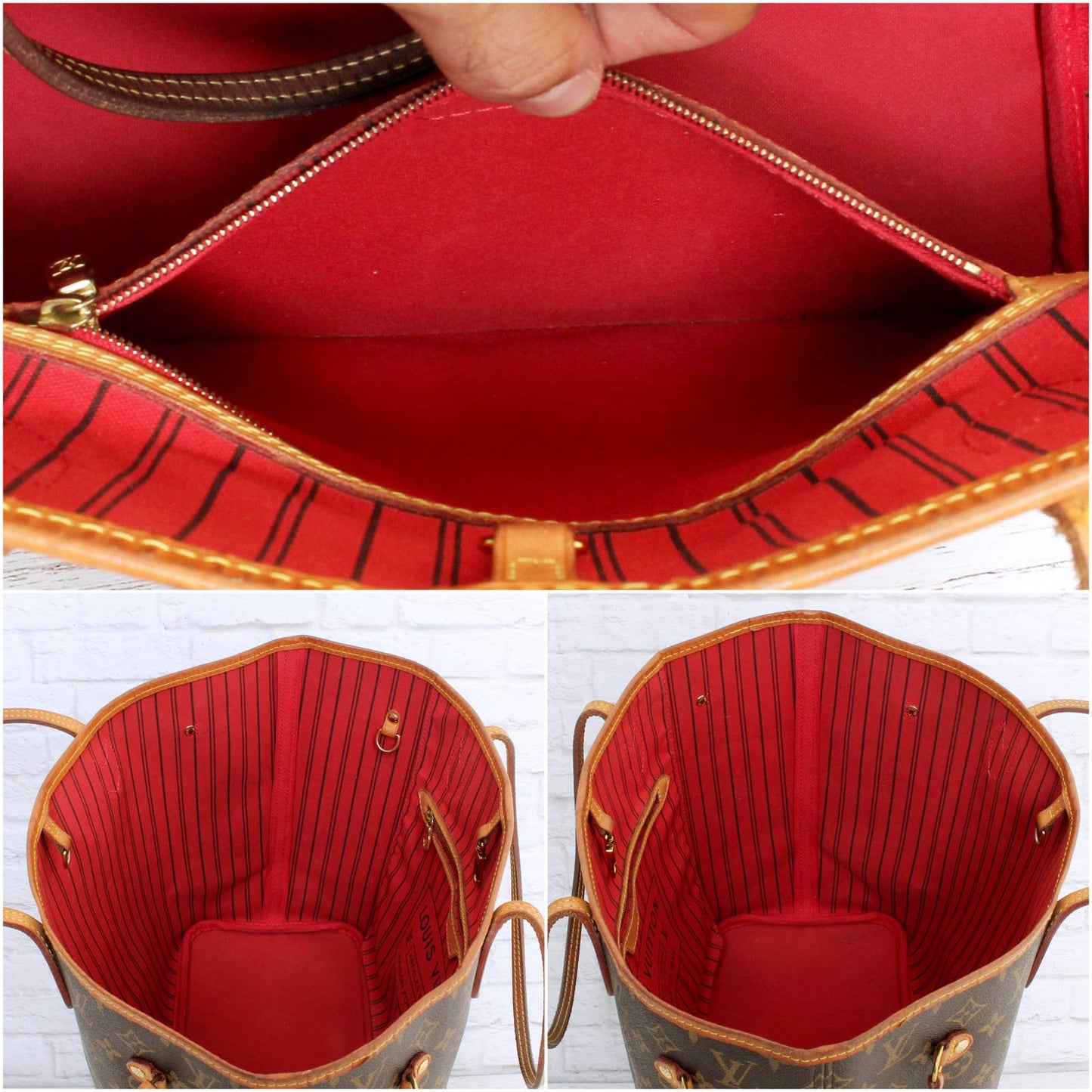 Louis Vuitton Neverfull MM Monogram Tote Red Interior Shoulder Bag