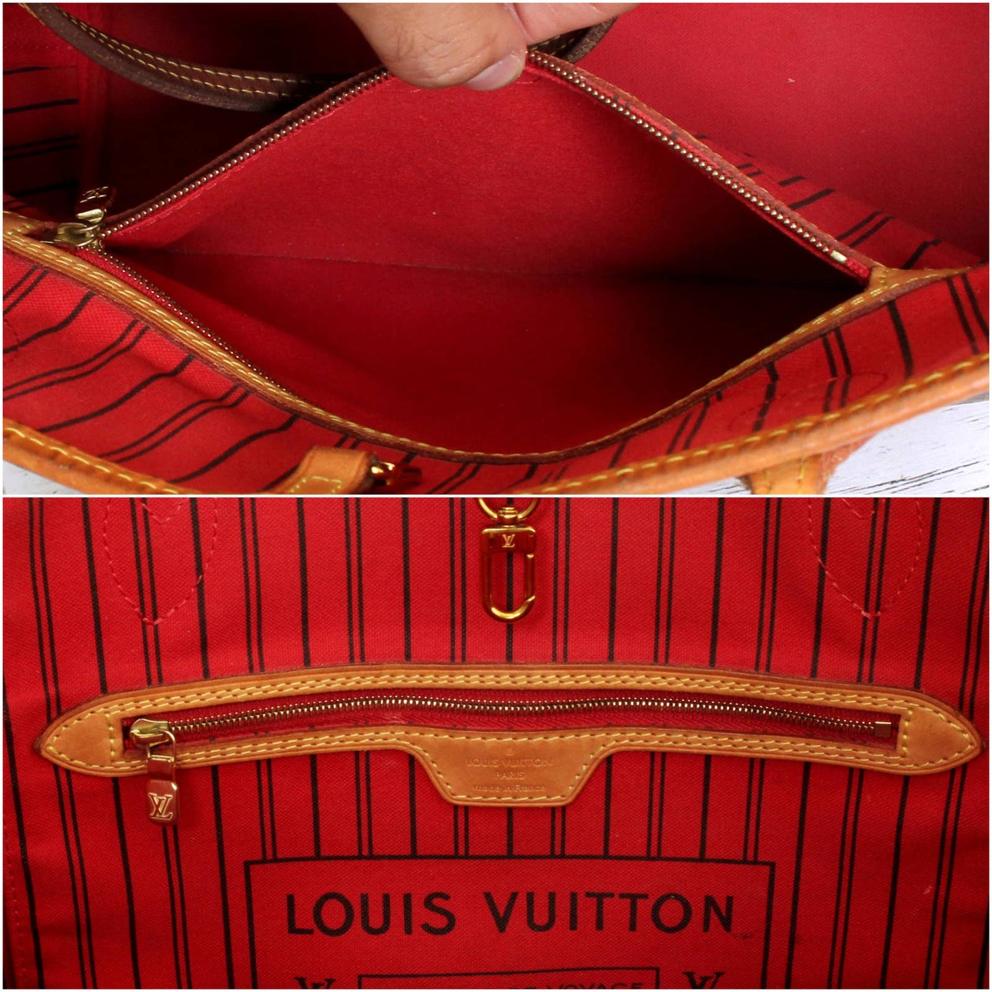 Louis Vuitton Neverfull MM Monogram Tote Red Interior Shoulder Bag