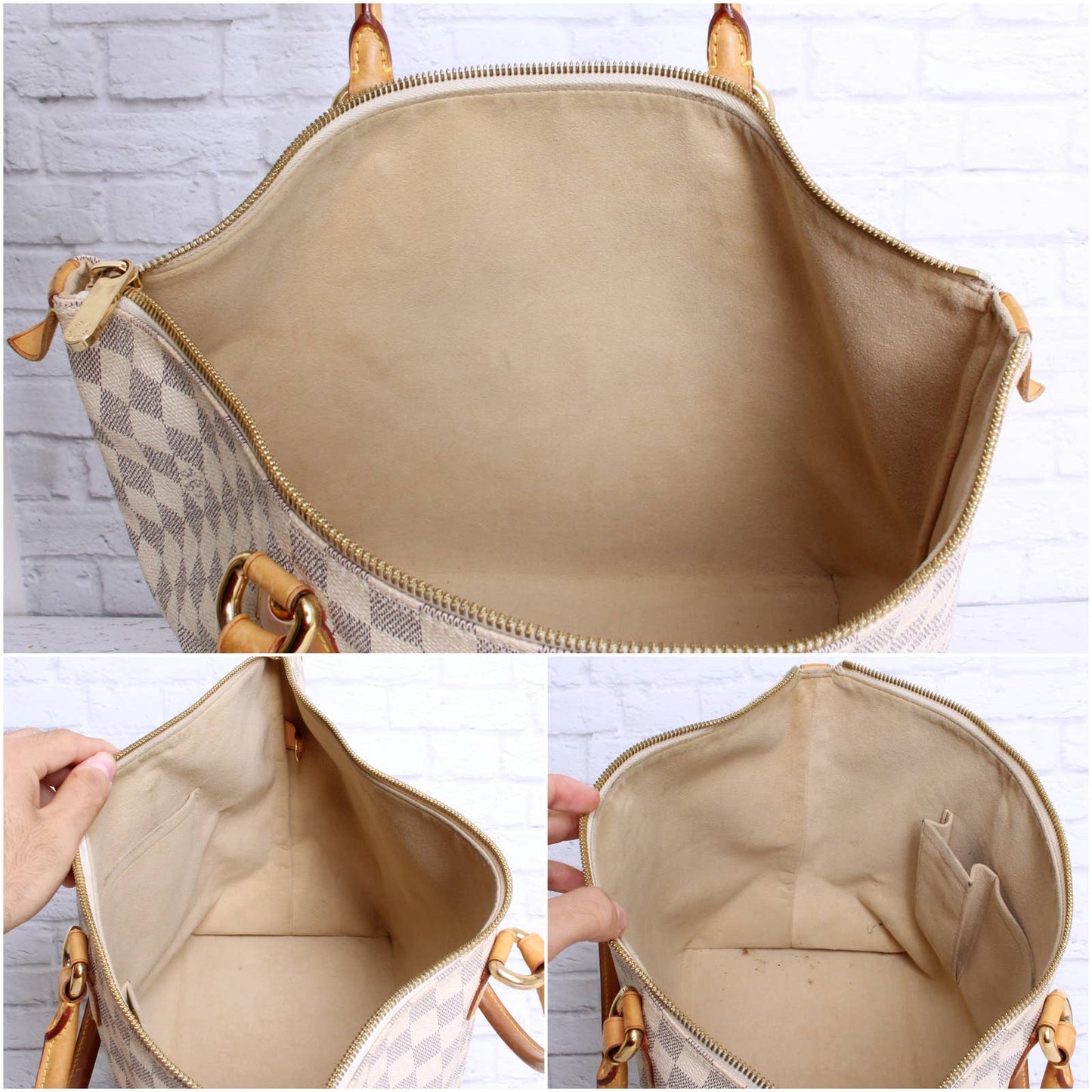 Louis Vuitton Saleya MM Damier Azur Tote White Shoulder Bag Hobo Purse