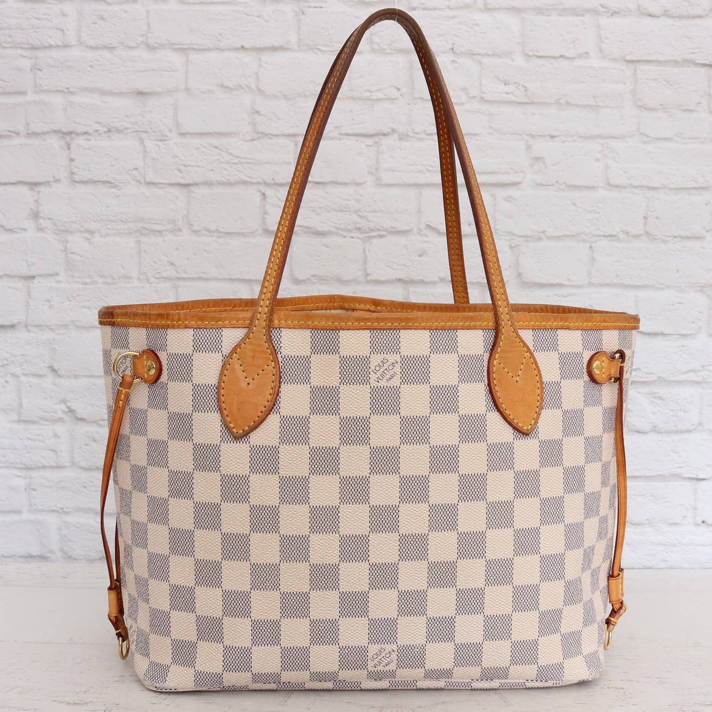 Louis Vuitton Neverfull PM Damier Azur Small Tote Shoulder Bag White