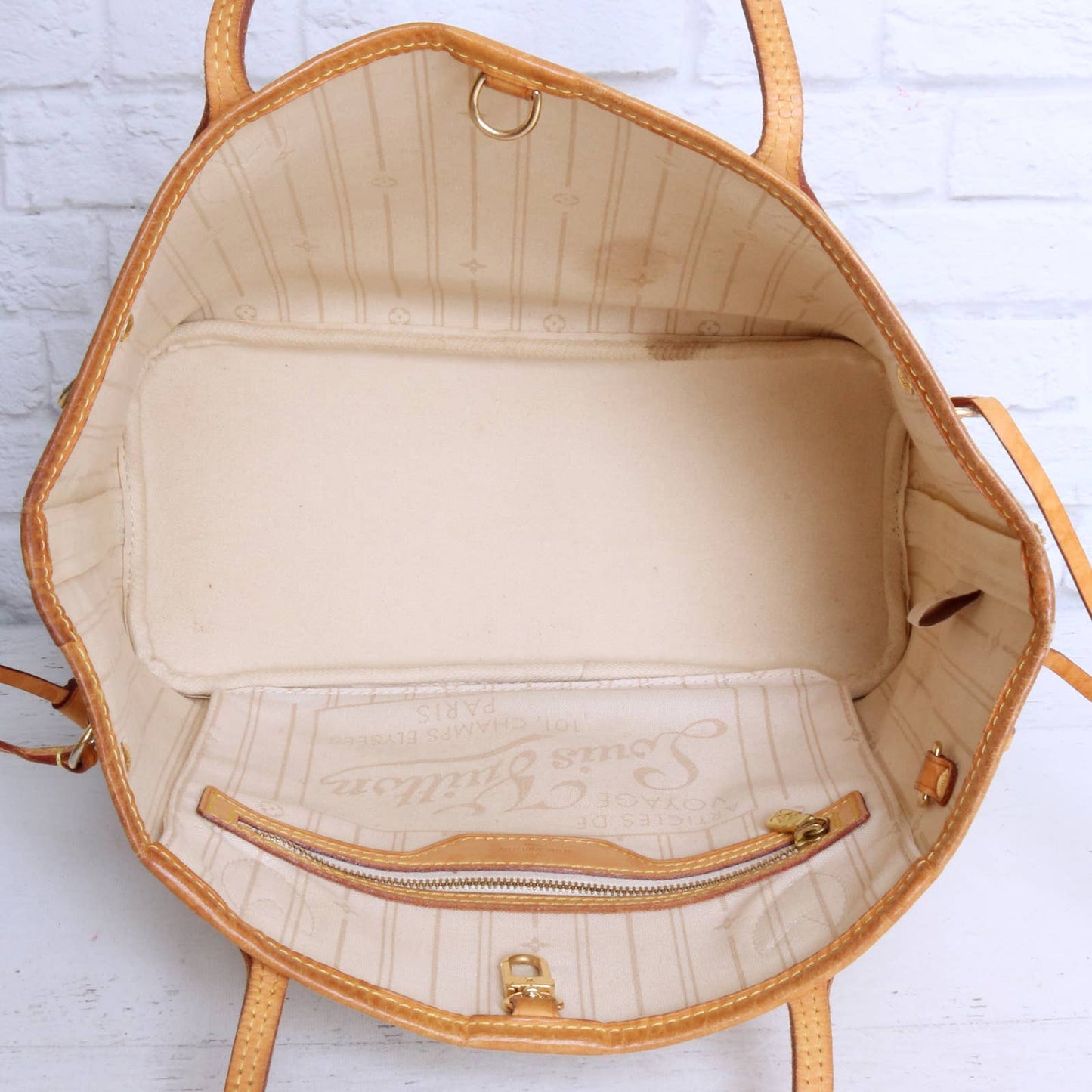 Louis Vuitton Neverfull PM Damier Azur Small Tote Shoulder Bag White