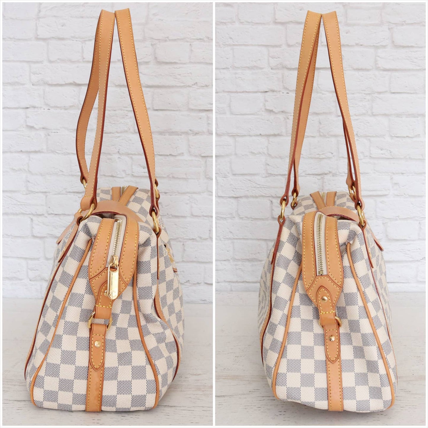 Louis Vuitton Stresa PM Damier Azur EXCELLENT Shoulder Bag White Purse