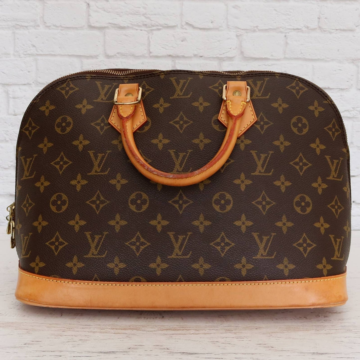 Louis Vuitton Alma MM Monogram Satchel with Dust Bag