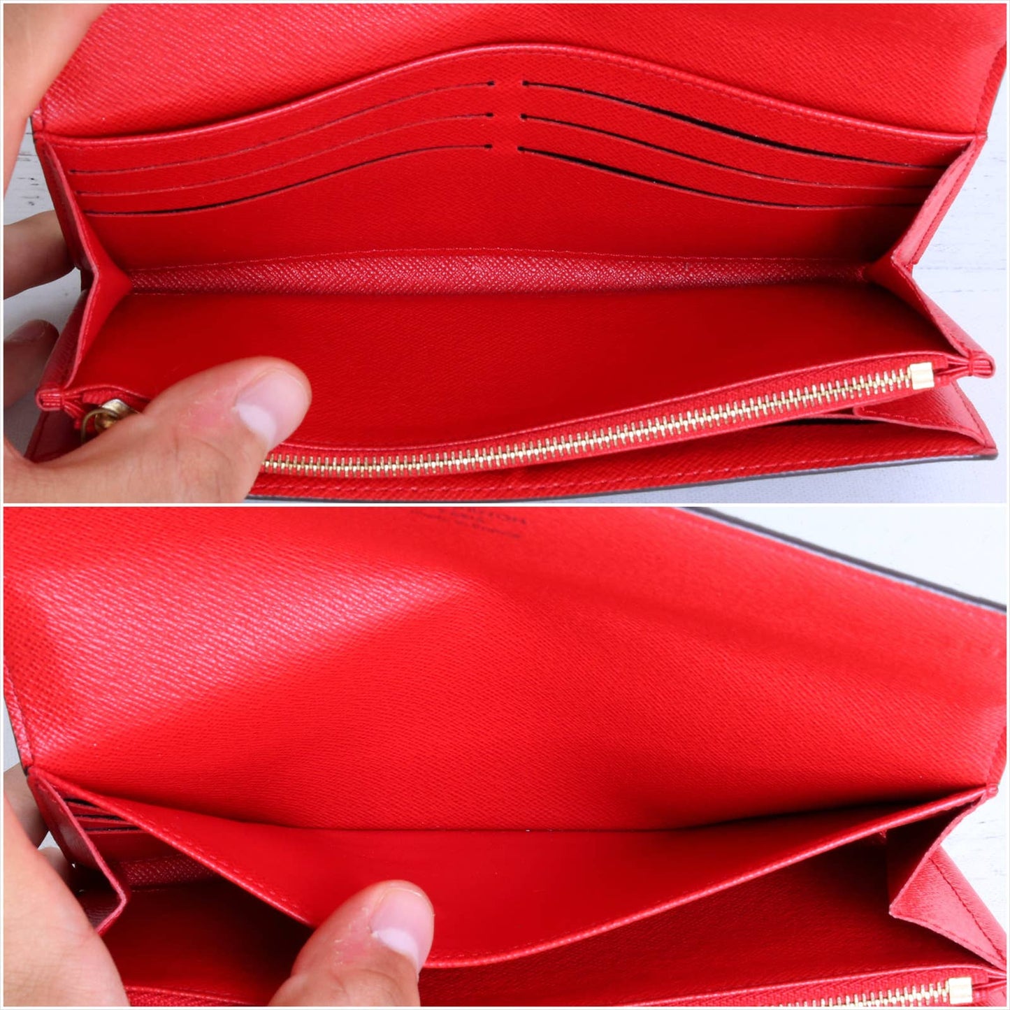 Louis Vuitton Sarah Wallet Monogram Red Trim with Box, Dust Bag, Gift Bundle