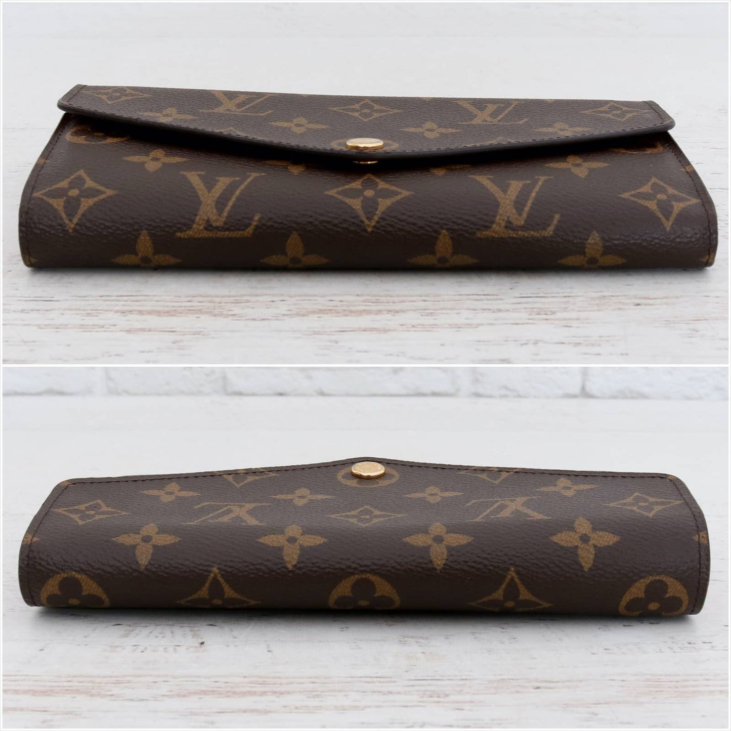 Louis Vuitton Sarah Wallet Monogram Red Trim with Box, Dust Bag, Gift Bundle