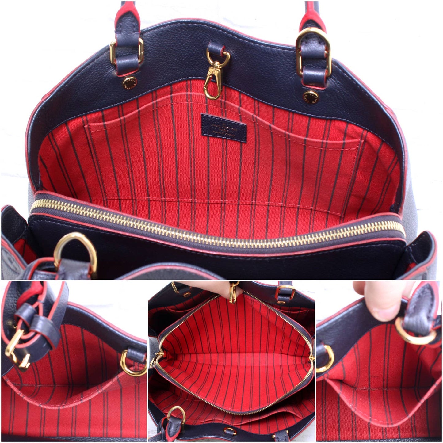 Louis Vuitton Montaigne MM Empreinte Marine Rouge Red Blue Crossbody