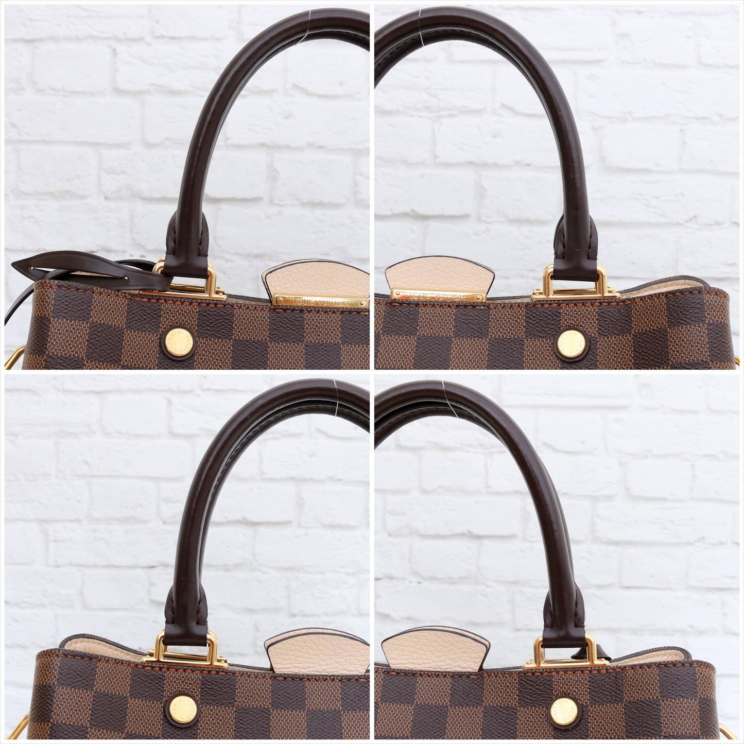 Louis Vuitton Brittany Damier Ebene Creme Cuir Taurillon Shoulder Bag