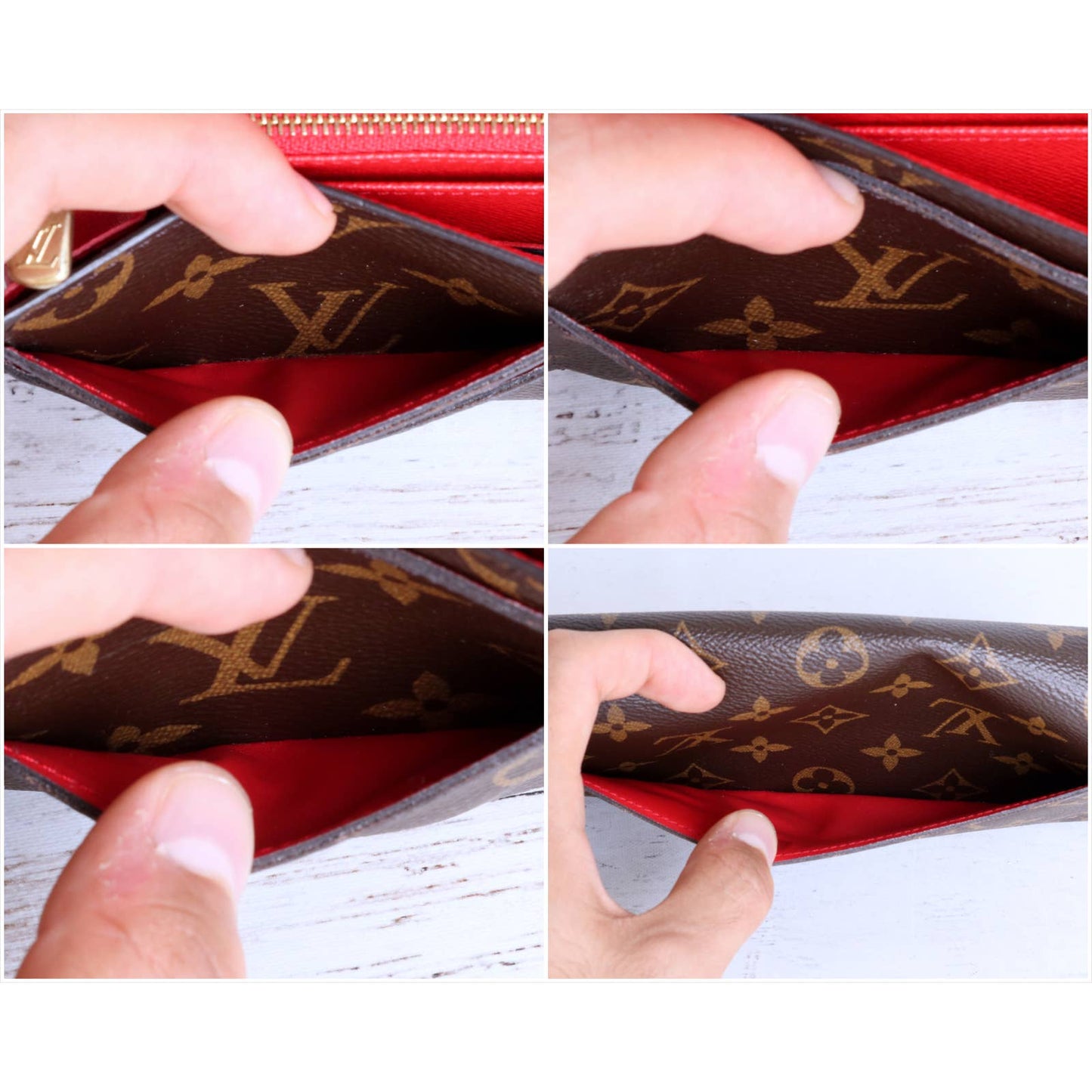 Louis Vuitton Sarah Wallet Monogram Red Trim with Box, Dust Bag, Gift Bundle