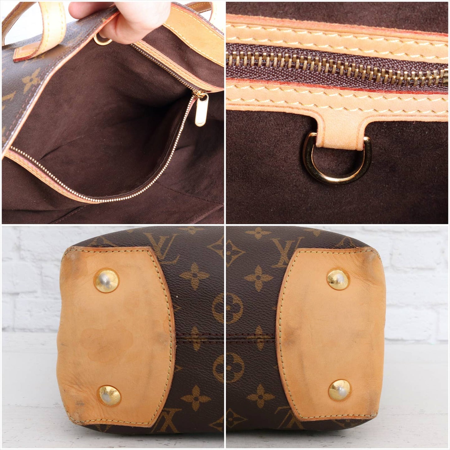 Louis Vuitton Wilshire MM Monogram Tote Shoulder Bag Large Leather LV