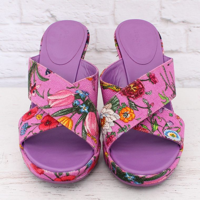 Gucci floral wedges