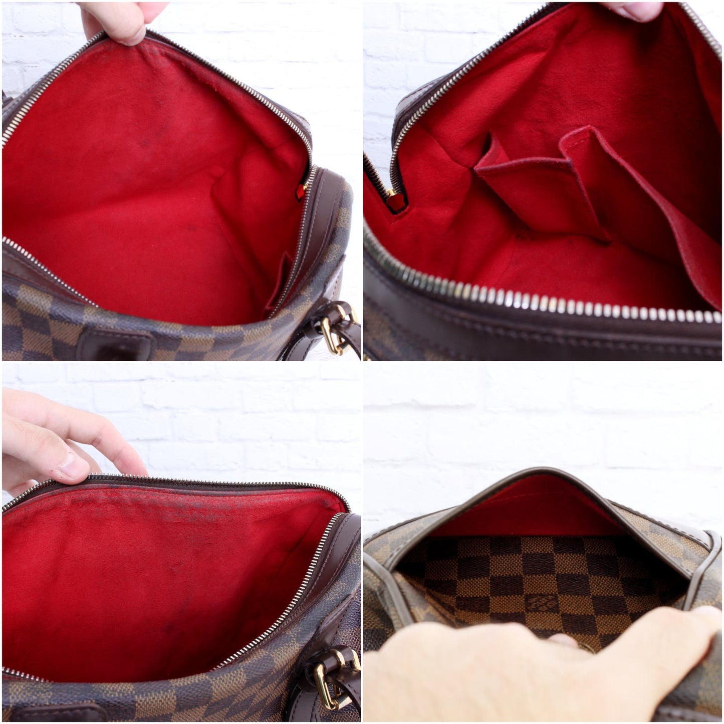 Louis Vuitton Berkeley Damier Ebene Tote Shoulder Women Brown Purse LV