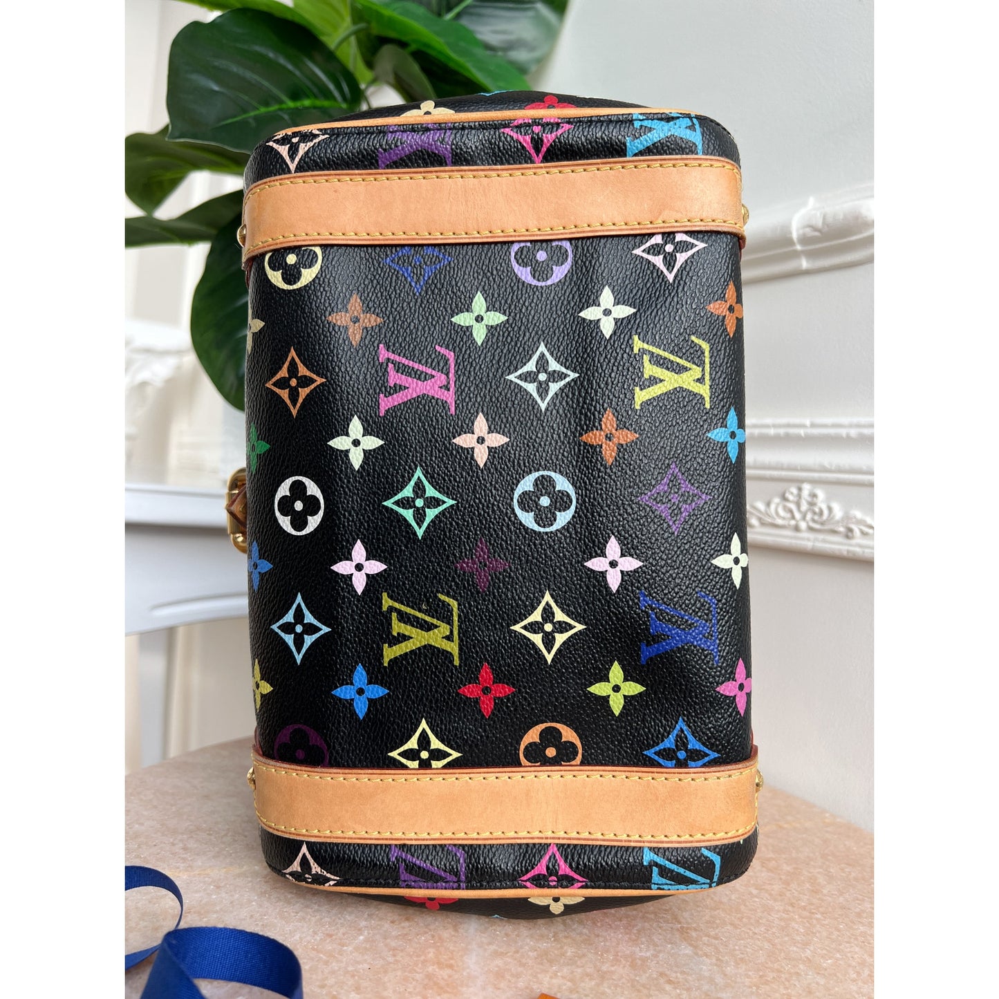 Authentic Louis Vuitton Priscilla Multicolor Black Monogram Tote Bag B0793