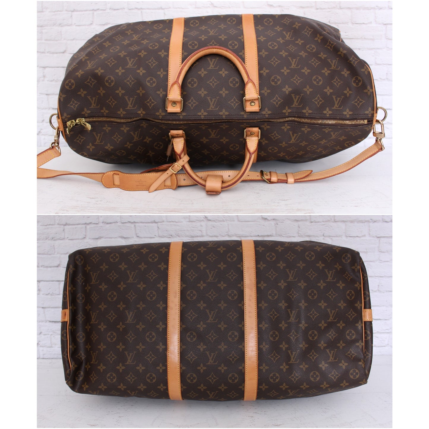 Louis Vuitton Keepall 60 Bandouliere Monogram Duffle Luggage Travel A3145