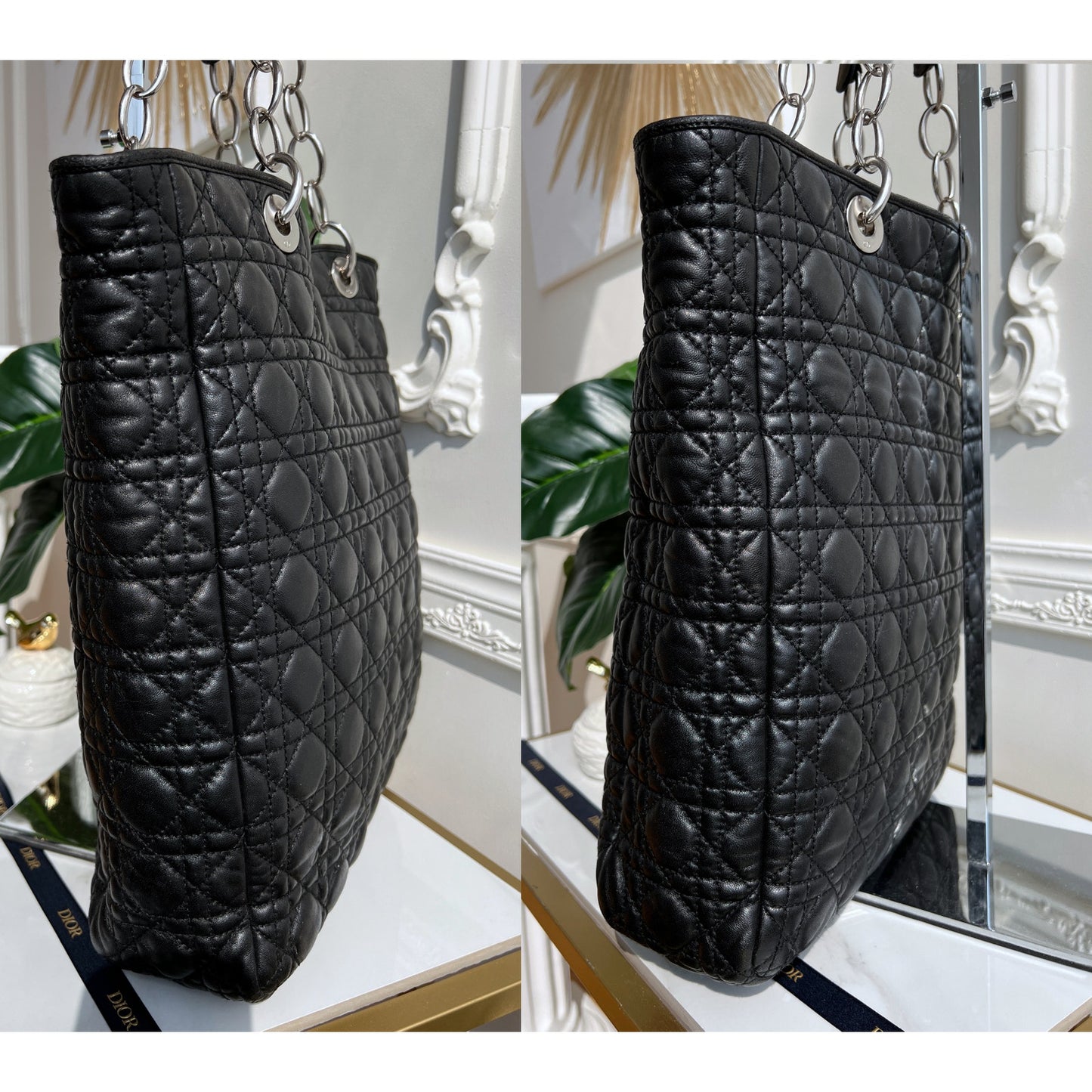 Dior Cannage Quilted Lambskin Black Tote