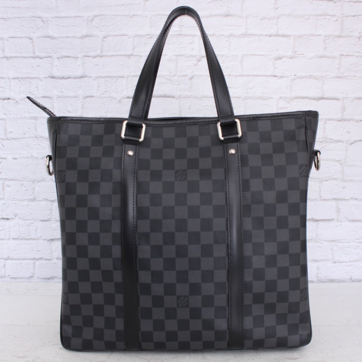 Louis Vuitton Tadao PM Tote Damier Graphite Shoulder Zip Gray Leather