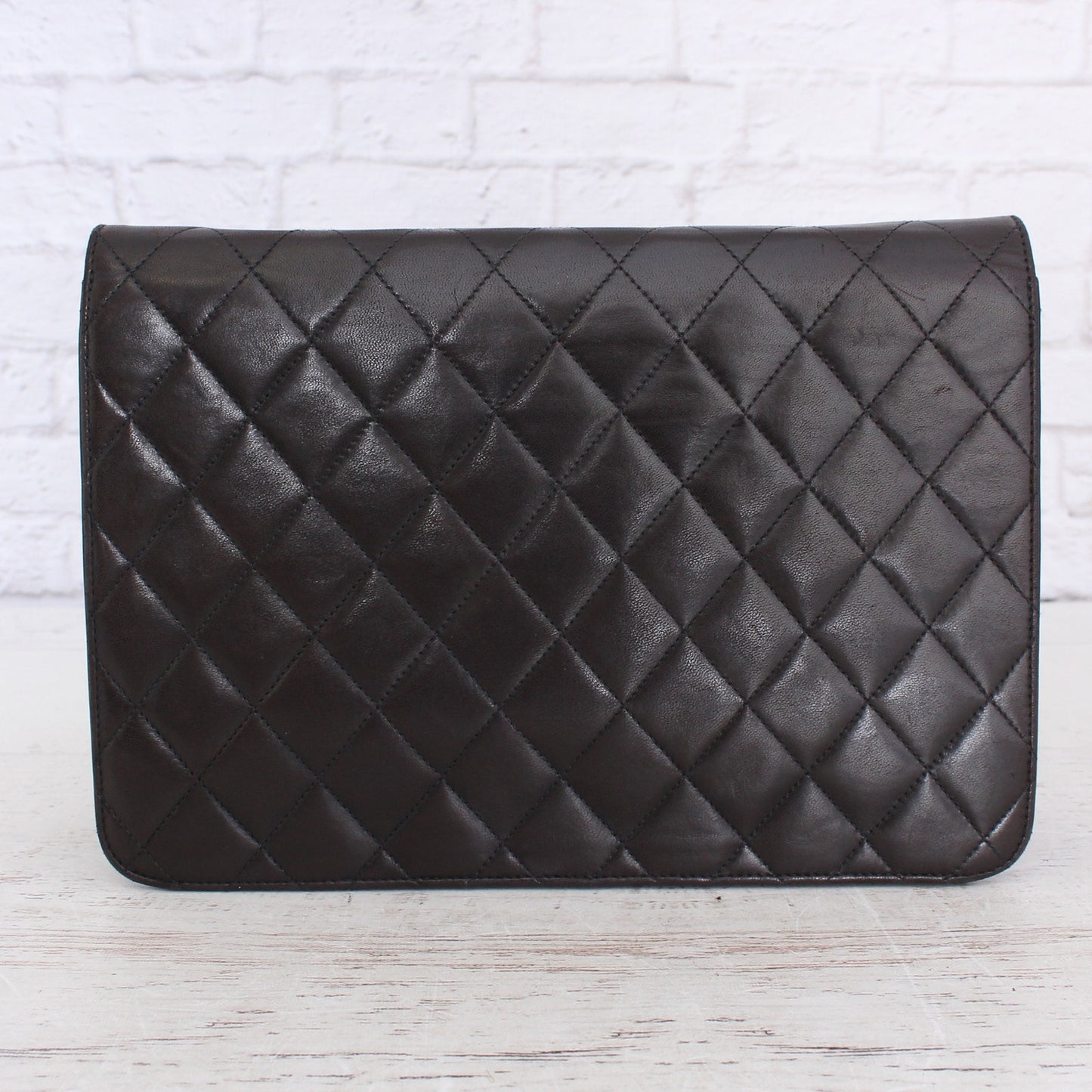 Chanel Full Flap Quilted Calfskin Vintage Black Leather Chain Bag