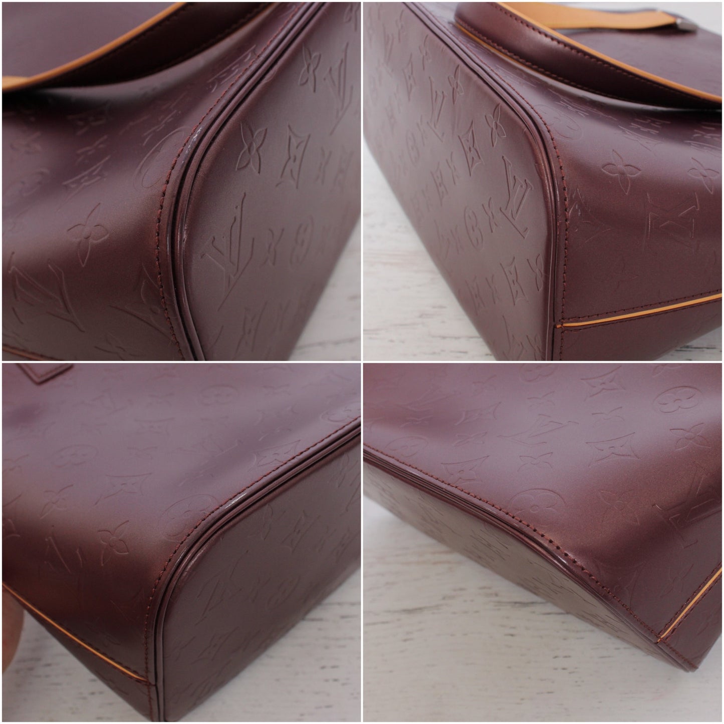 Louis Vuitton Stockton Purple Matte Vernis Satchel Shoulder Handbag Purse A4999