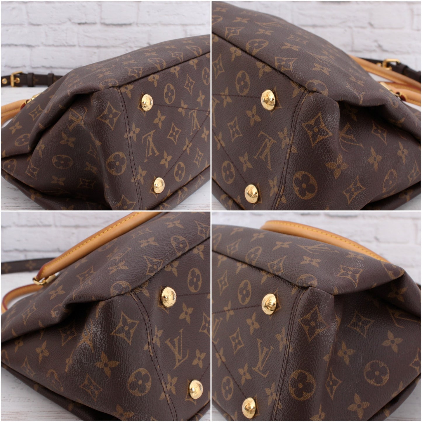 Louis Vuitton Pallas Cerise MM Monogram Shoulder Brown Satchel Purse Tote A3530