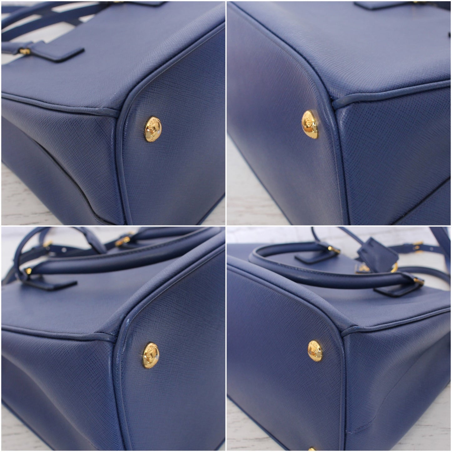 Prada Galliera Blue Saffiano Crossbody Leather Strap Satchel LV Purse A4939