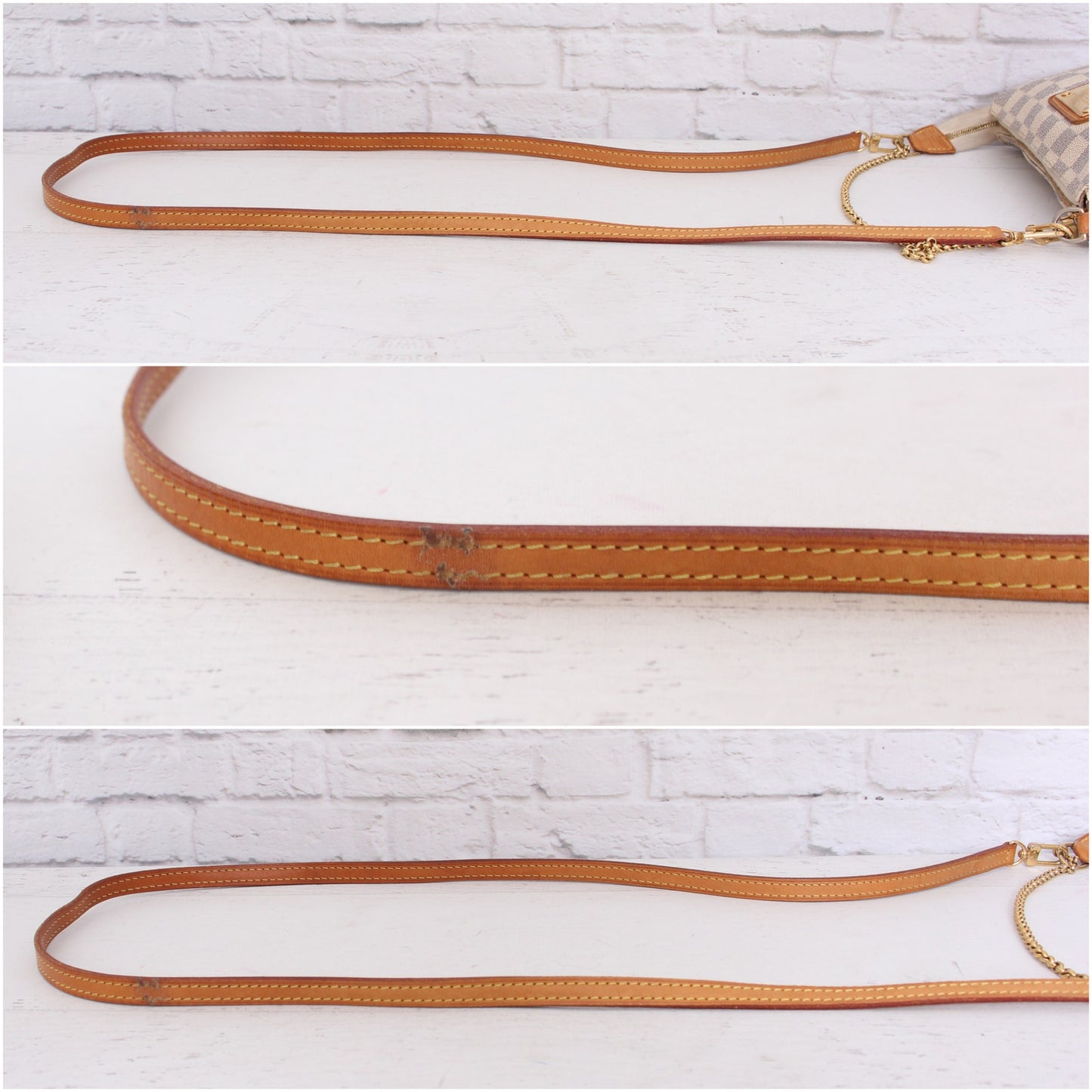 Louis Vuitton Eva Damier Azur Small Crossbody Shoulder Purse Chain Strap A4261