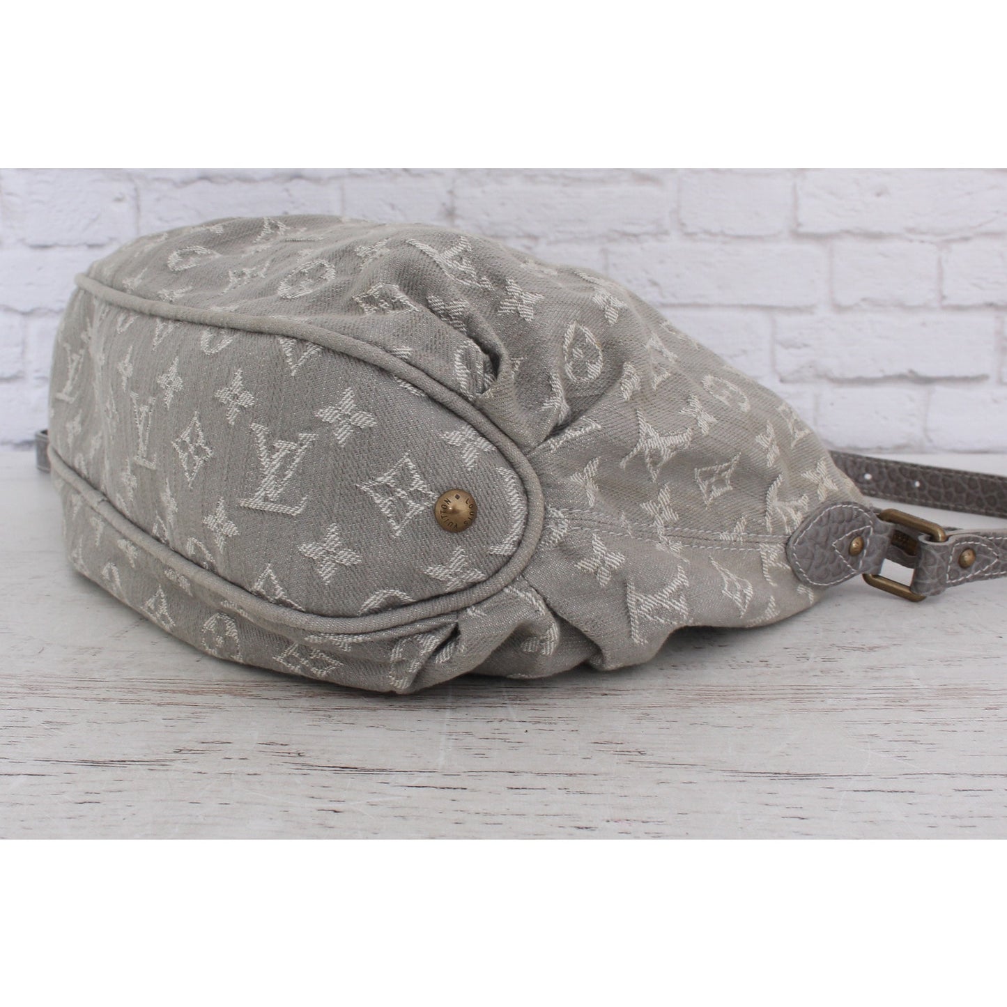 Louis Vuitton Slightly Gray Denim Monogram Crossbody Leather Shoulder