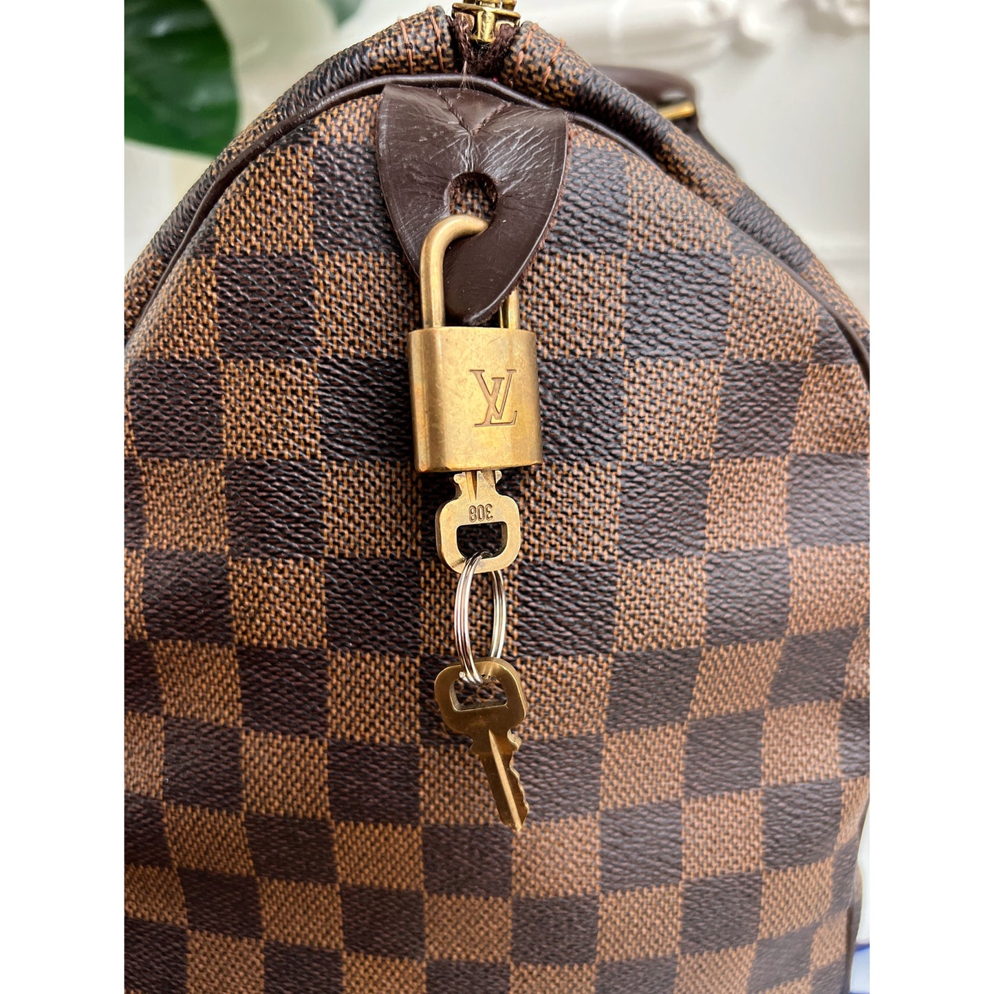 Louis Vuitton Speedy 30 Damier Ebene Satchel Brown Tote