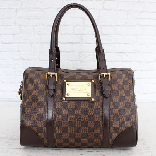 Louis Vuitton Berkeley Damier Ebene Tote Shoulder Women Brown Purse LV