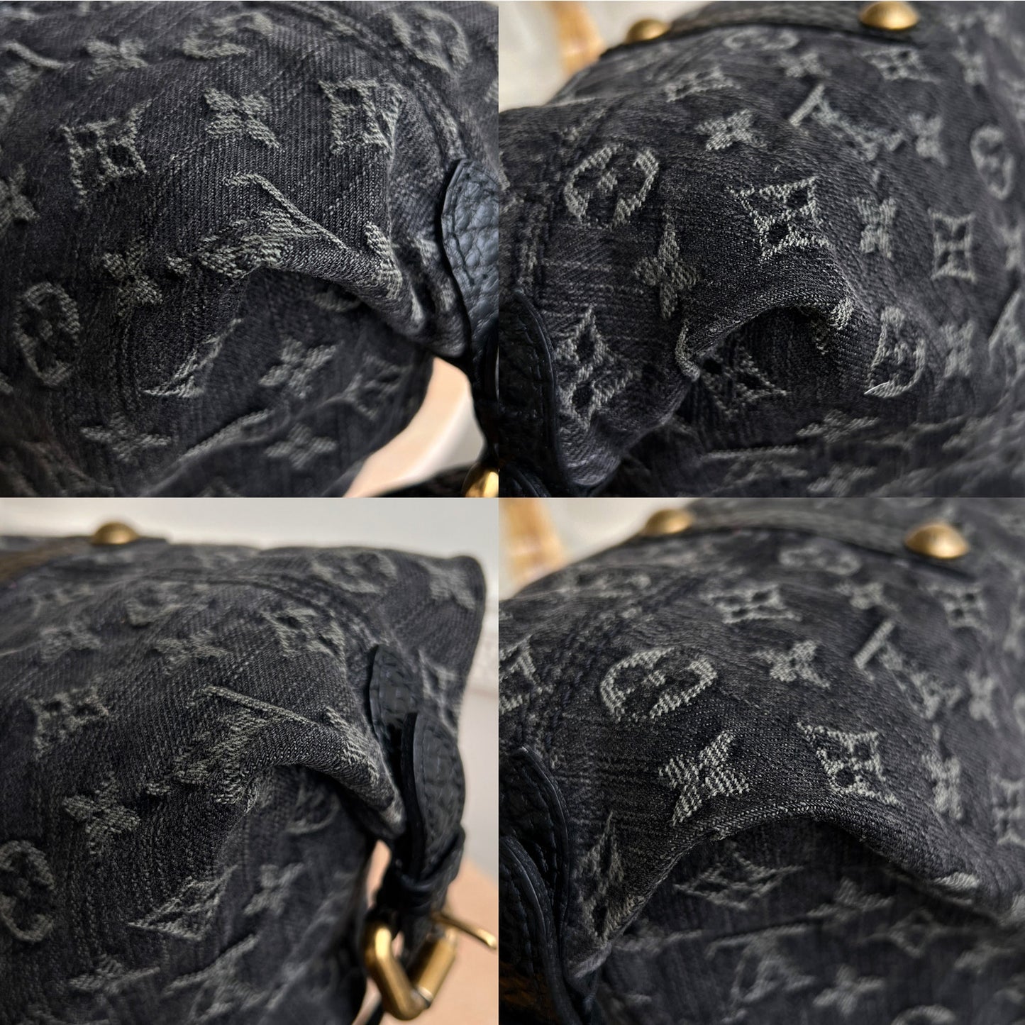 Authentic Louis Vuitton Cabby Denim GM Monogram Neo Bag TH3057 B0802