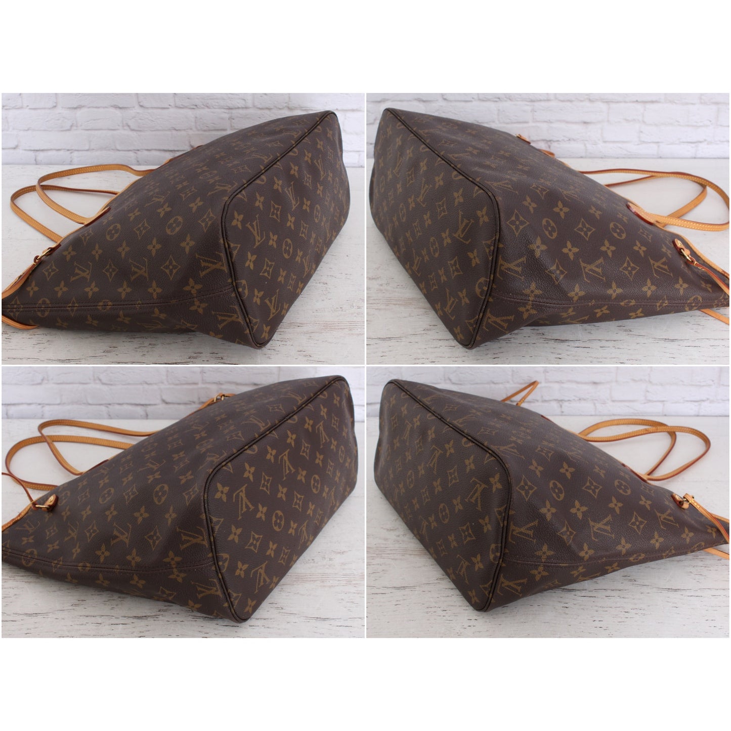 Louis Vuitton Neverfull MM Monogram Leather Tote Shoulder Purse Brown