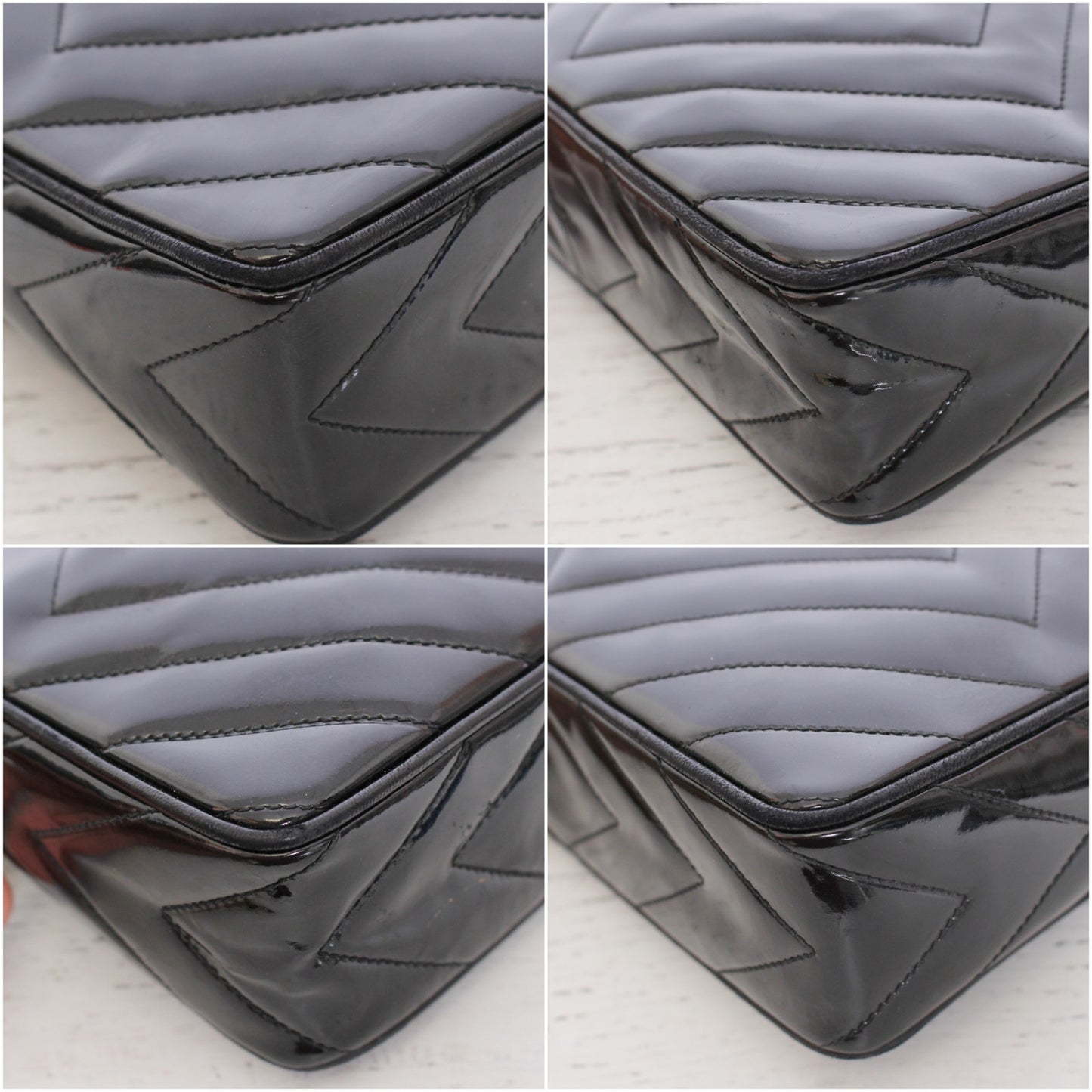 Chanel CC Black Patent Leather Camera Bag Shoulder Crossbody Purse A4959