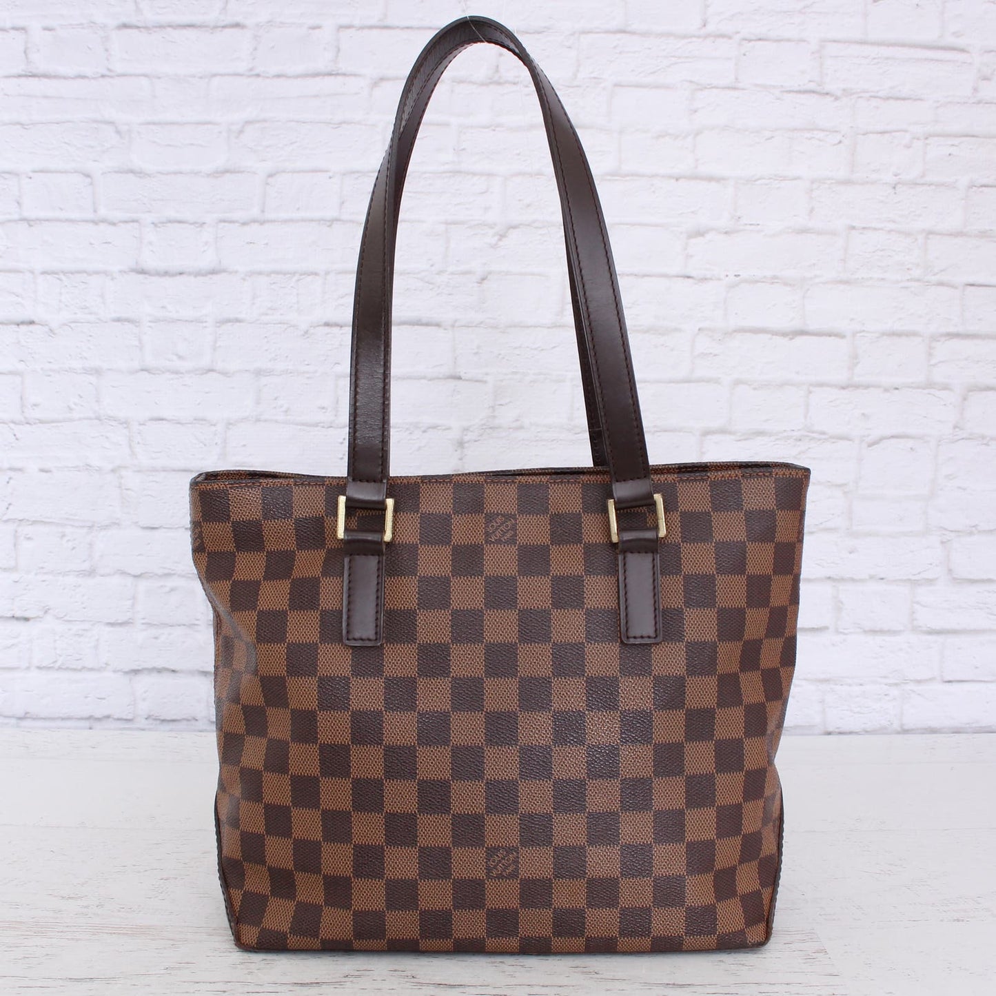 Louis Vuitton Cabas Piano Damier Ebene Tote Shoulder Bag Purse Brown